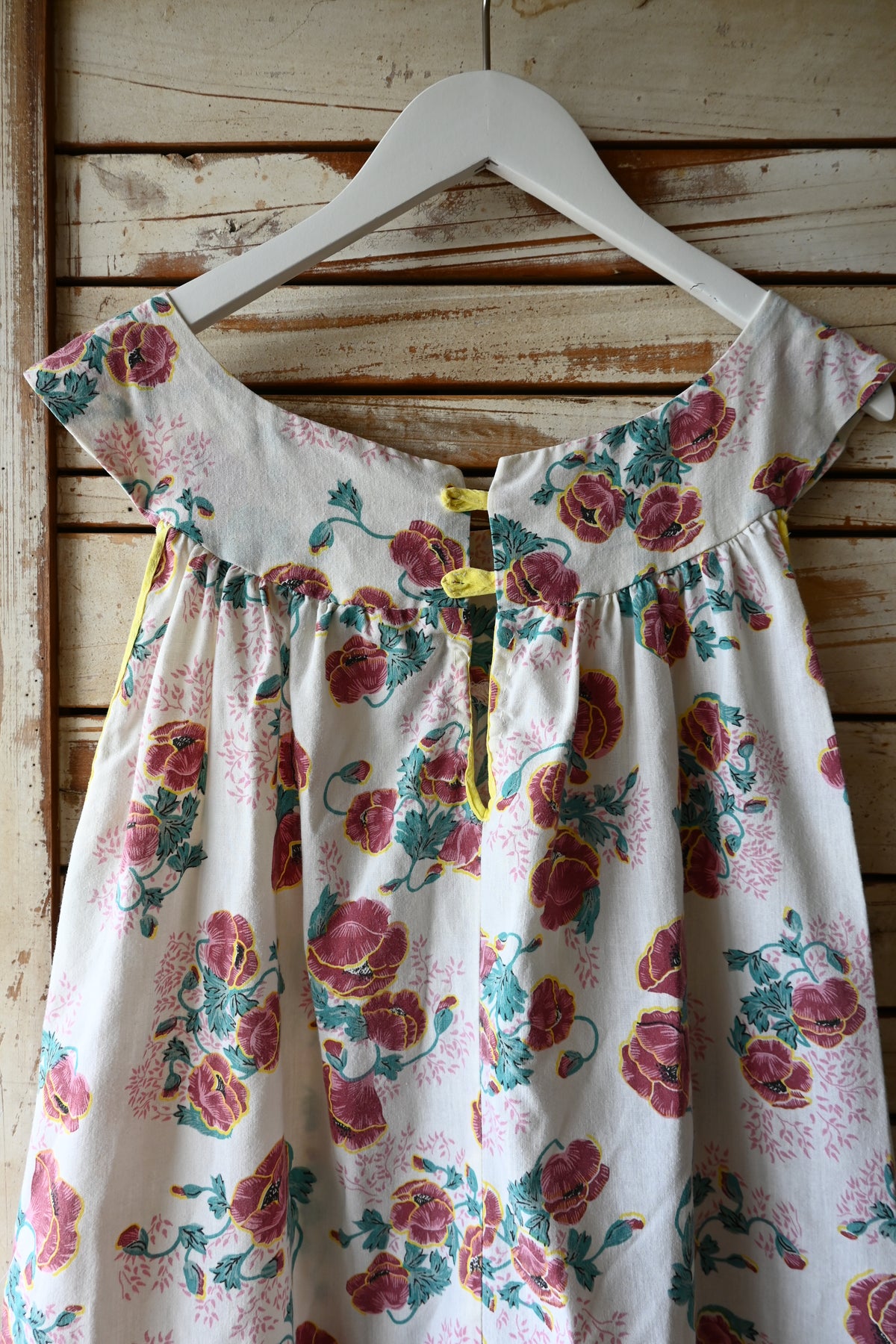 70's Flower pattern dress/IVORY