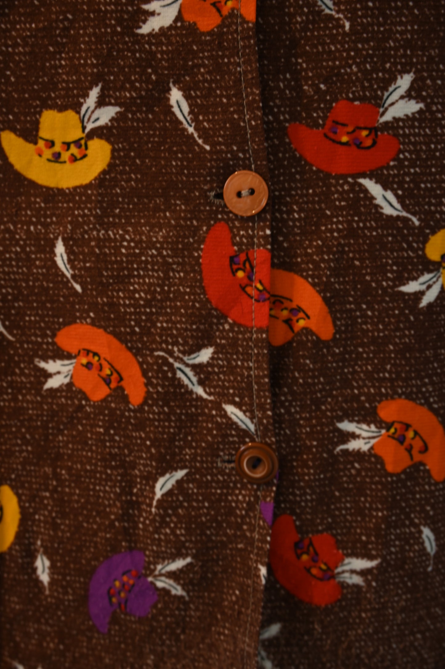 70's Western pattern shirt/BROWN