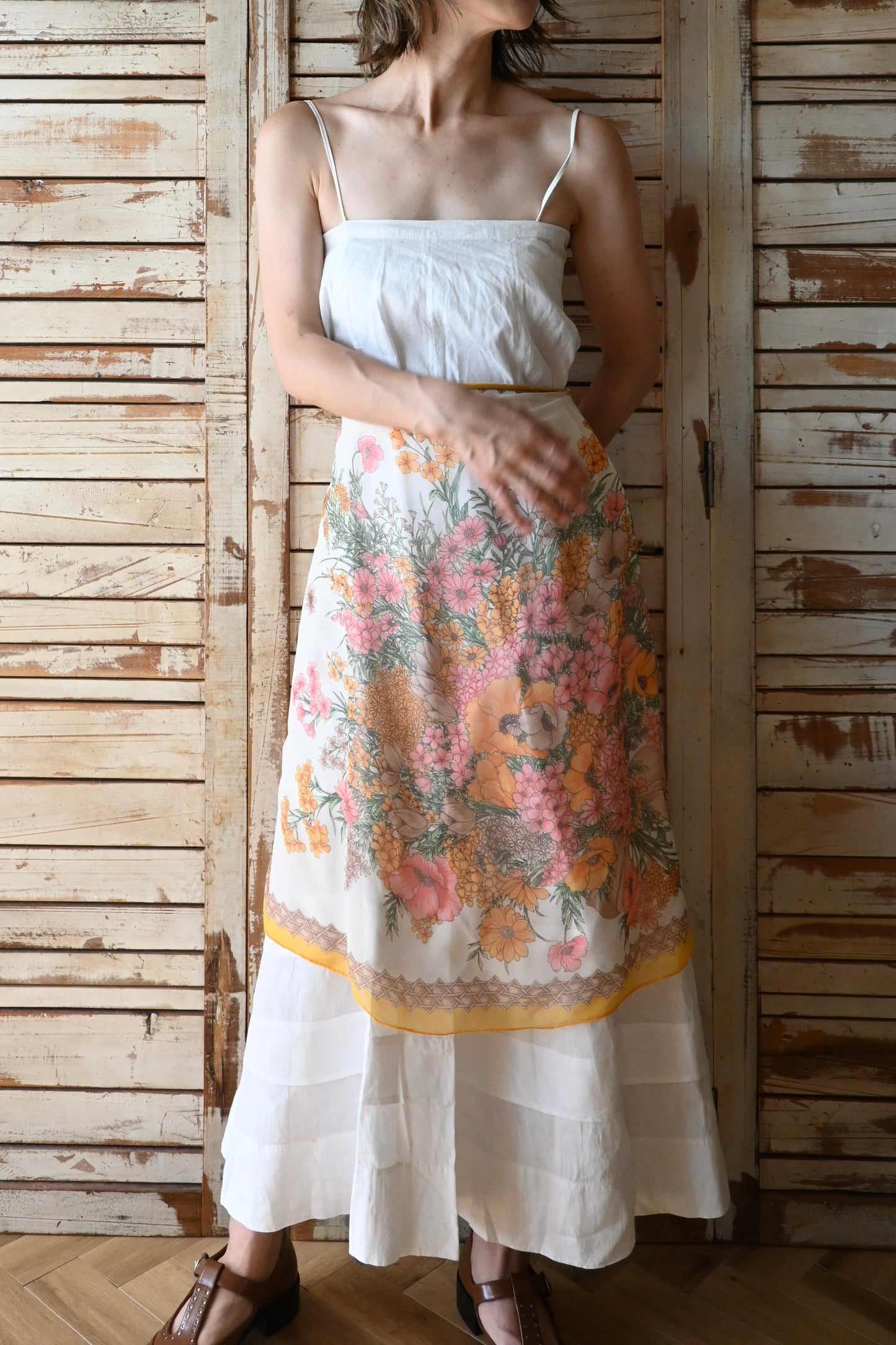 Vintage floral scarf/YELLOW