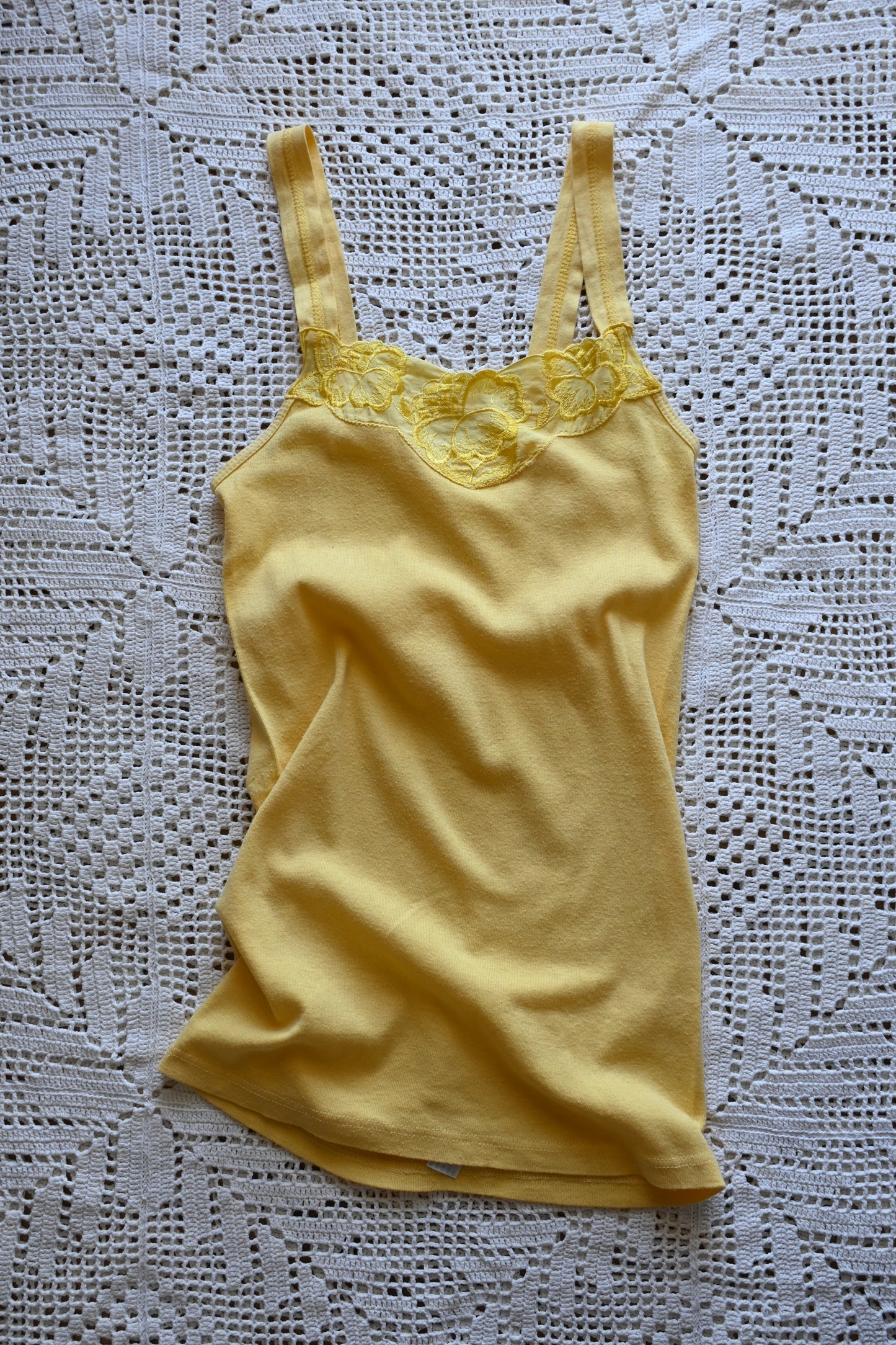 EURO Cotton embroidery camisole/YELLOW