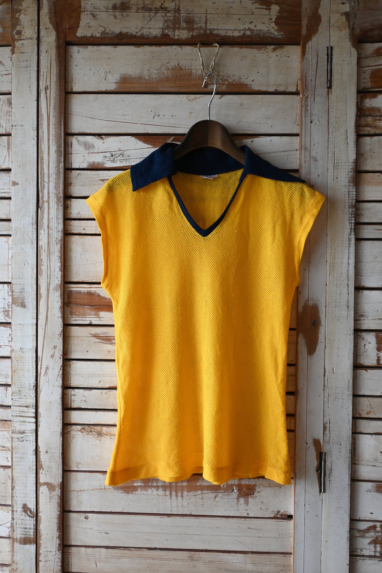 Cotton mesh top/YELLOW