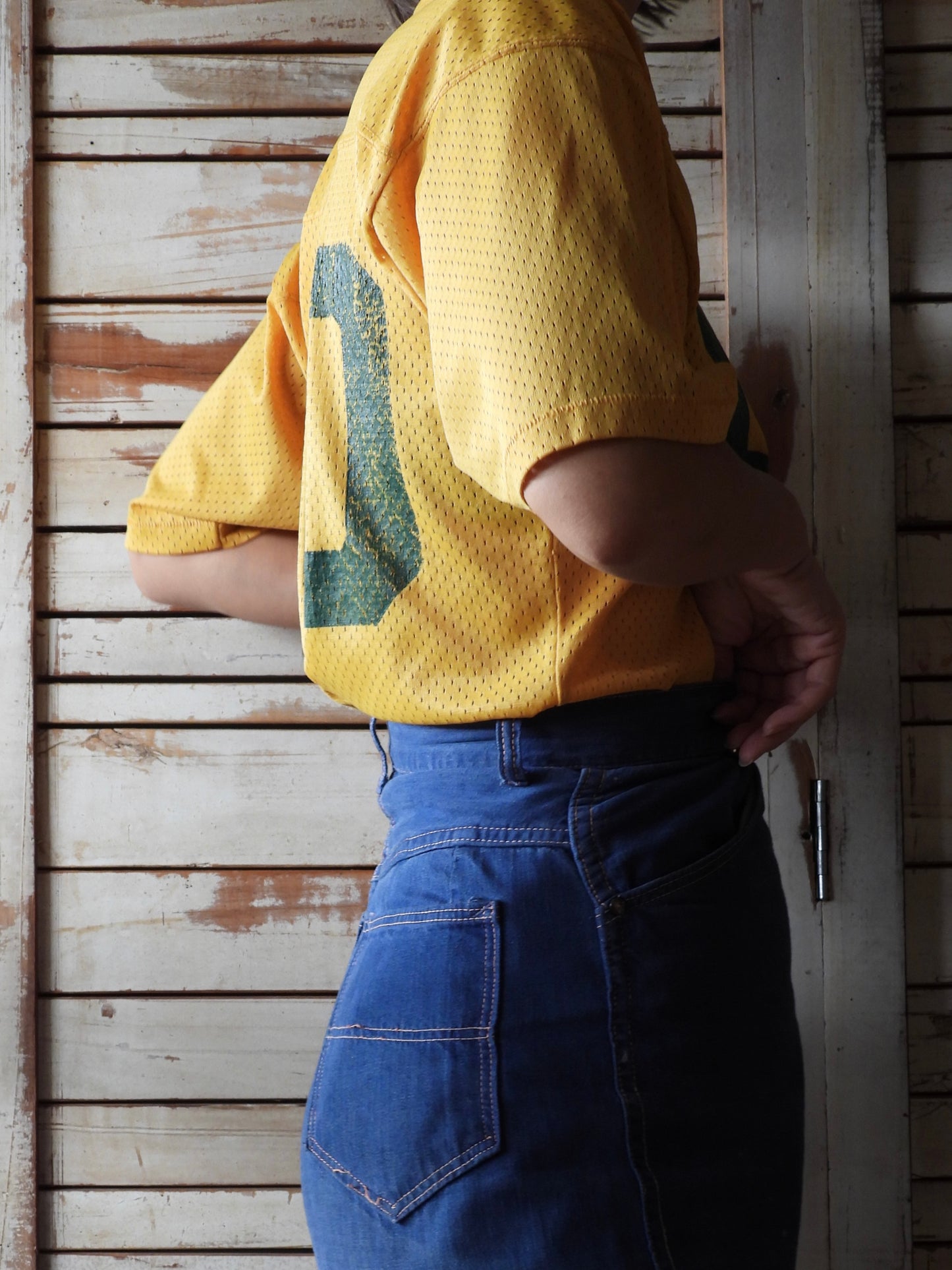 Mesh football tee /MUSTARD