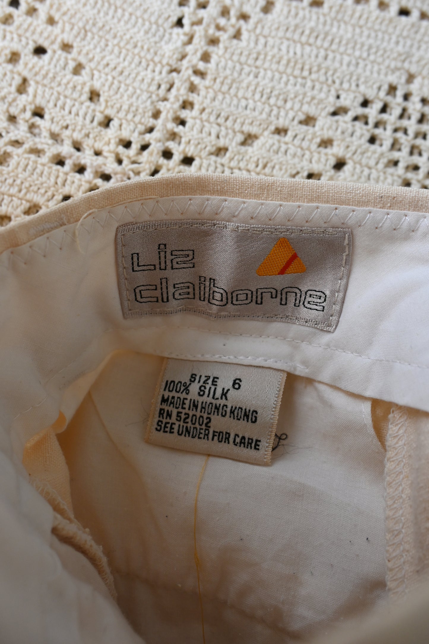 80's Silk tuck pants/CREAM