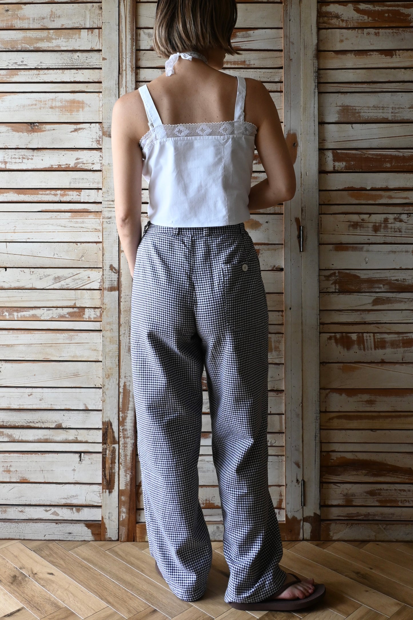 Cotton check pants/BLACK×WHITE