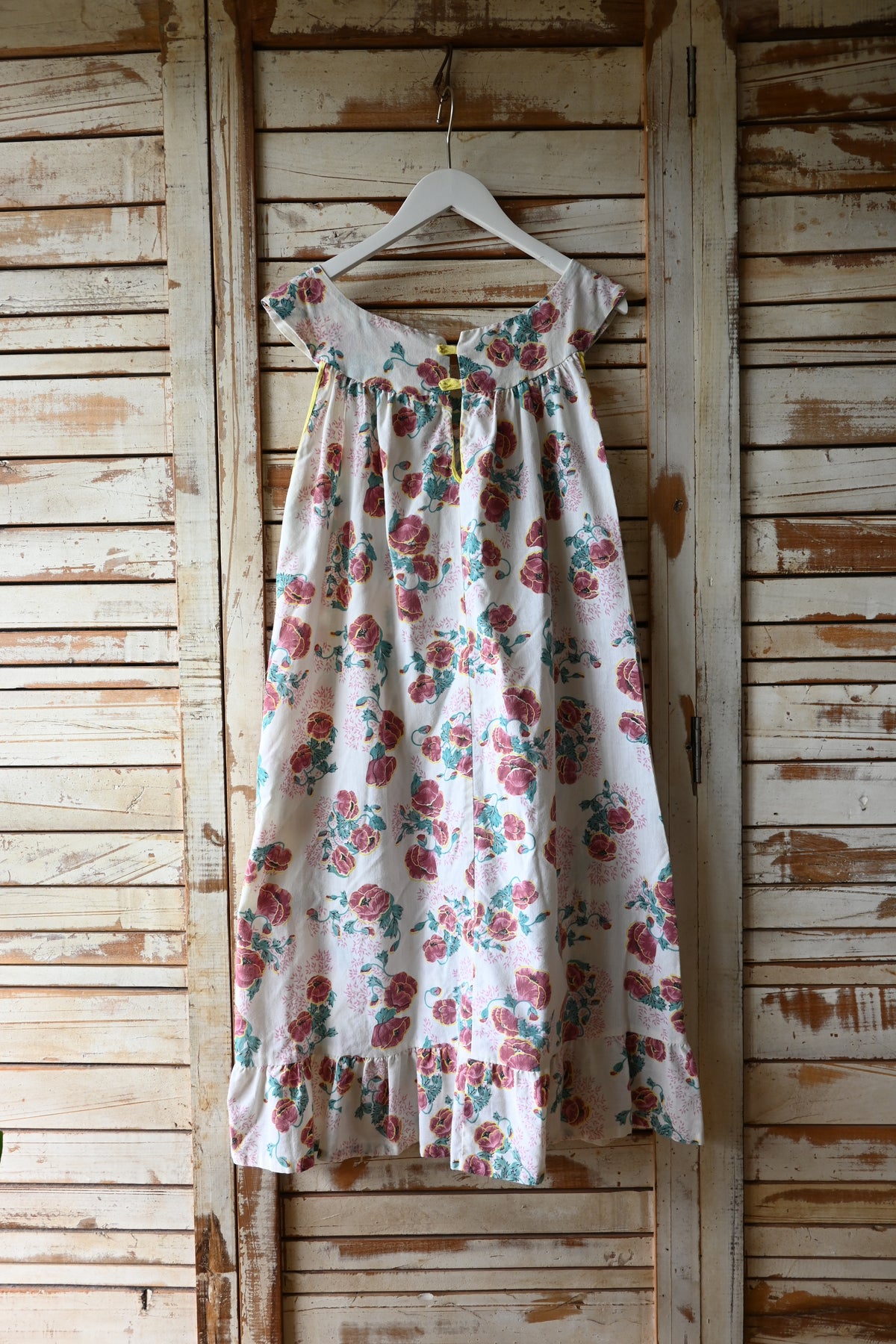 70's Flower pattern dress/IVORY