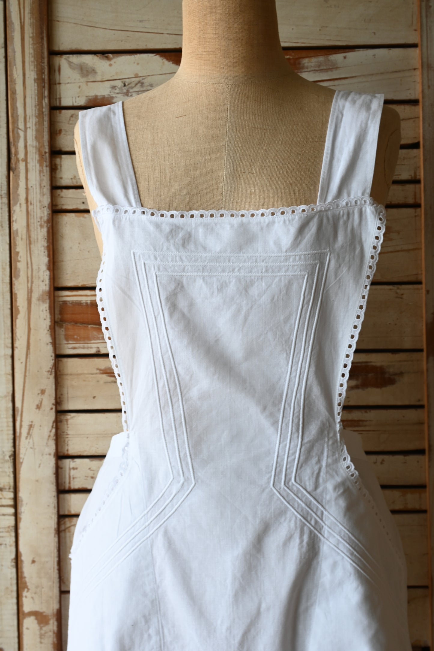 EURO Cotton cutwork lace apron/WHITE