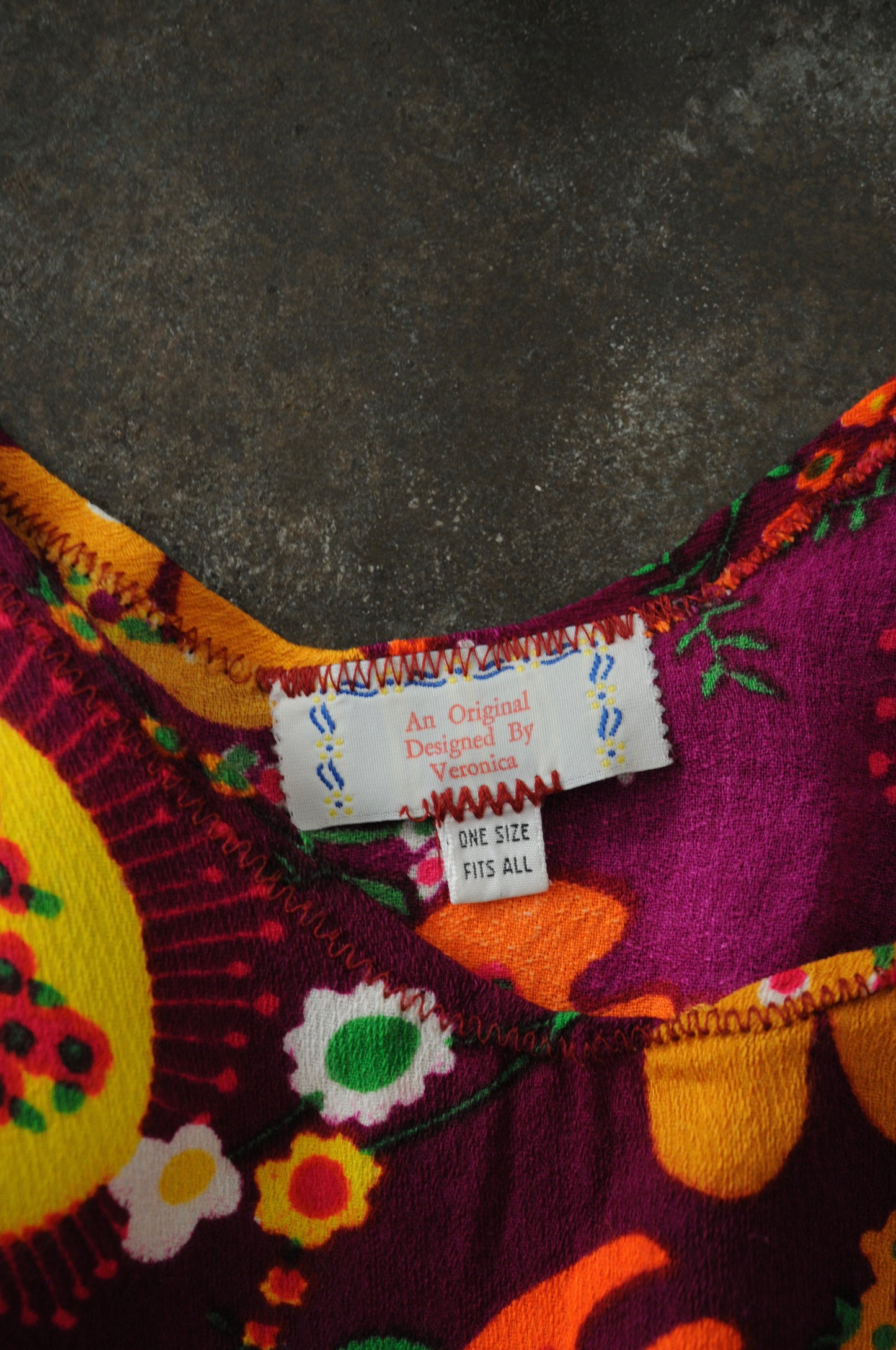 70's Vintage flower long dress/MULTI
