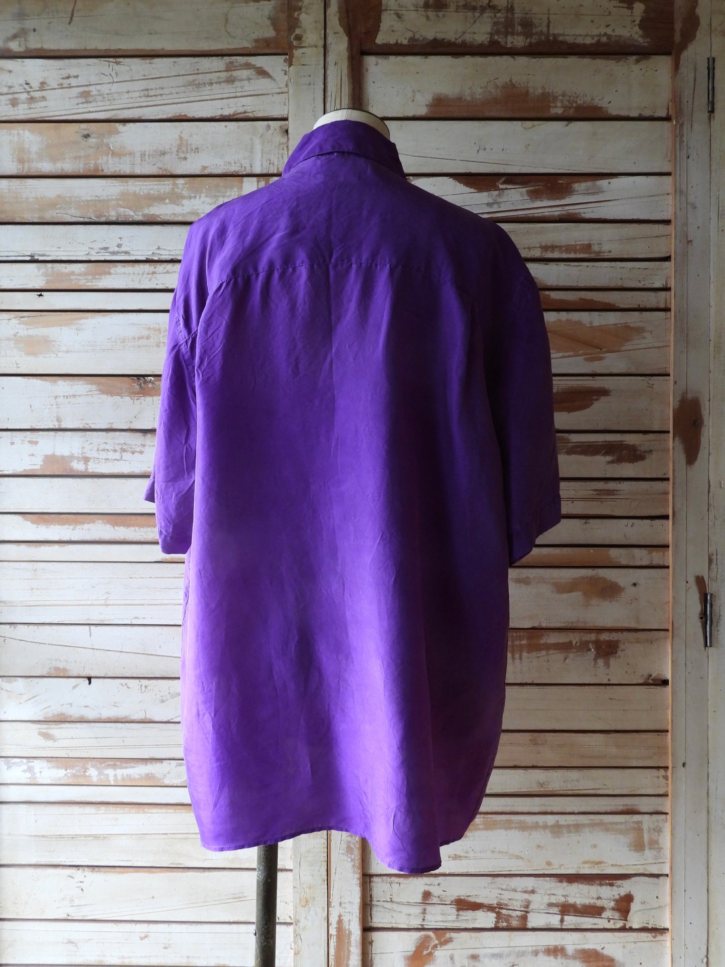 S/S Silk shirt/PURPLE