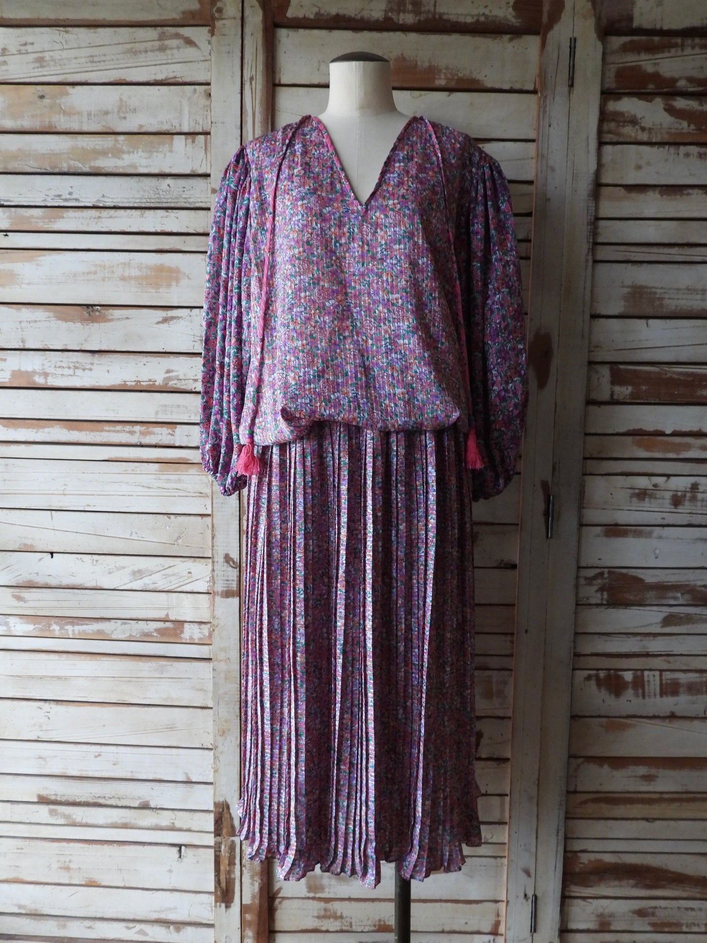 "Diane Freis" floral pattern dress/PINK