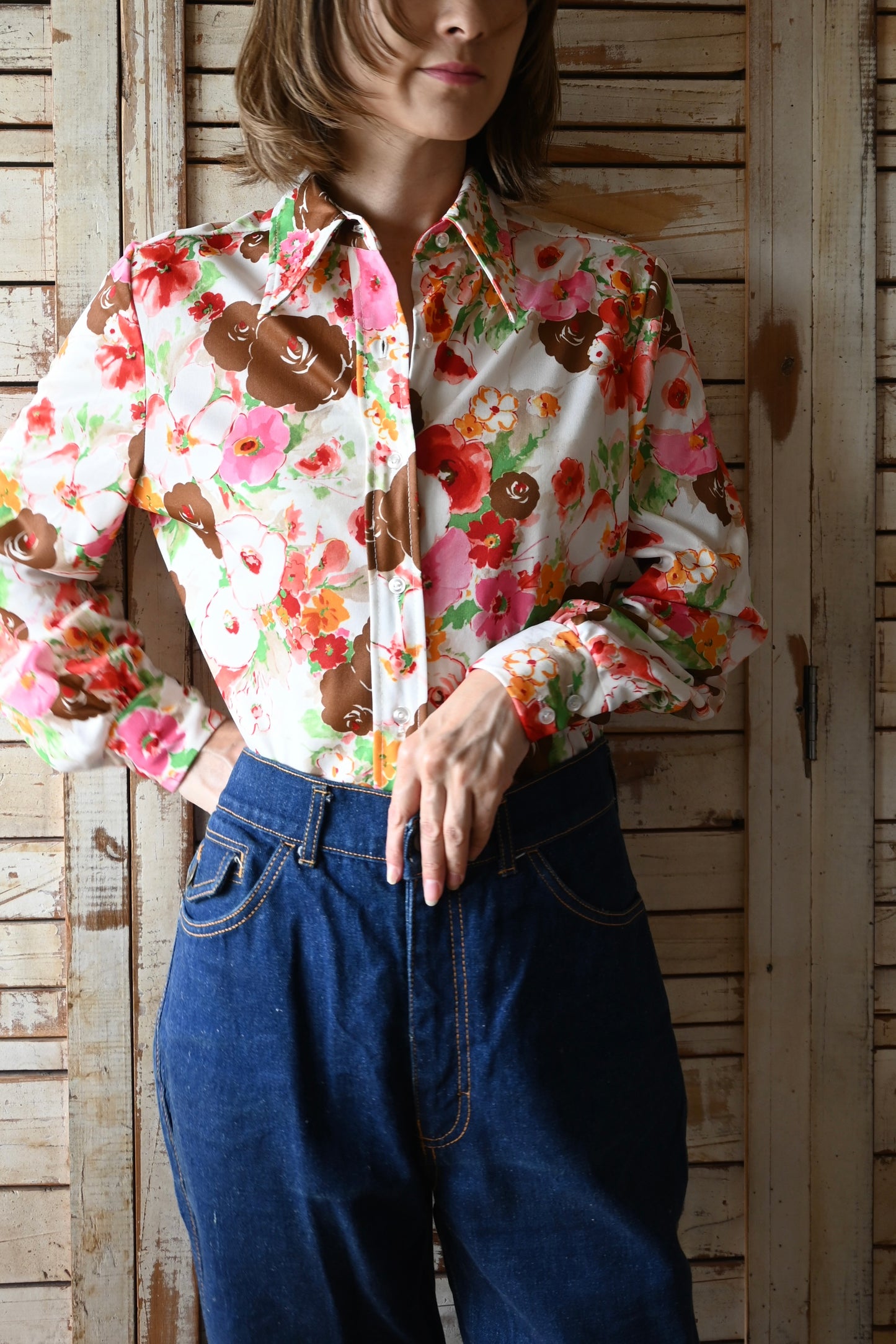 70's Flower pattern Shirt