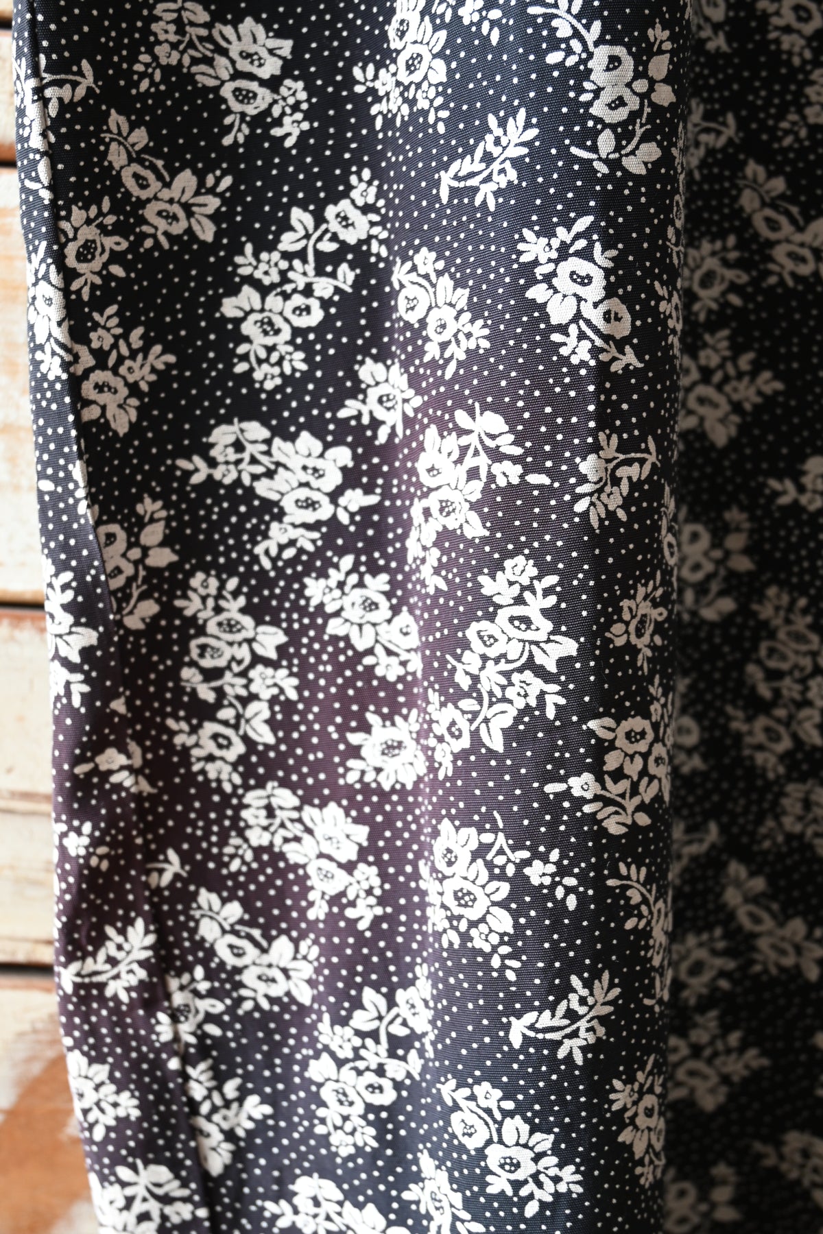 80's Flower pattern dress/BLACK
