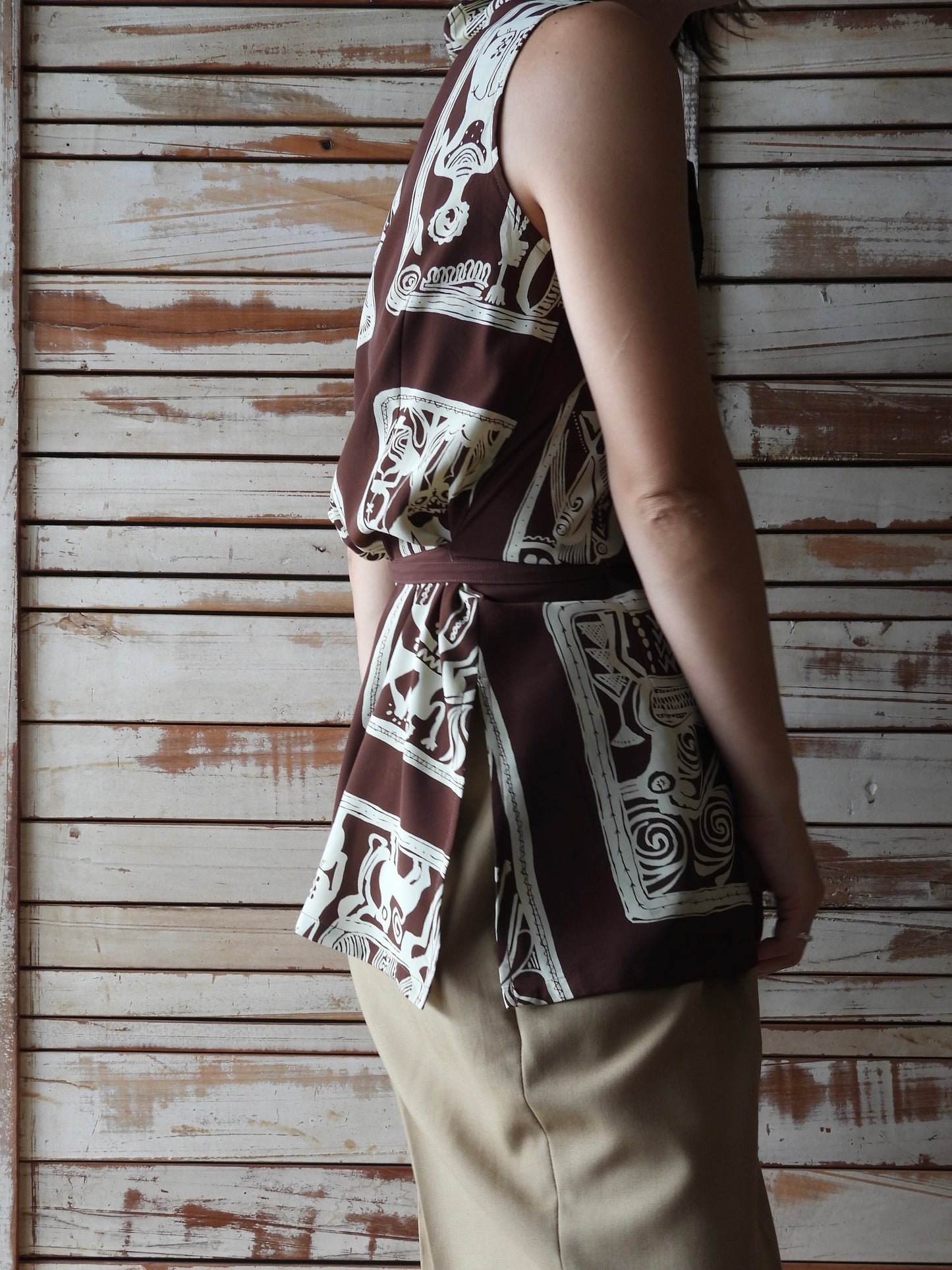 N/S pattern shirt/BROWN