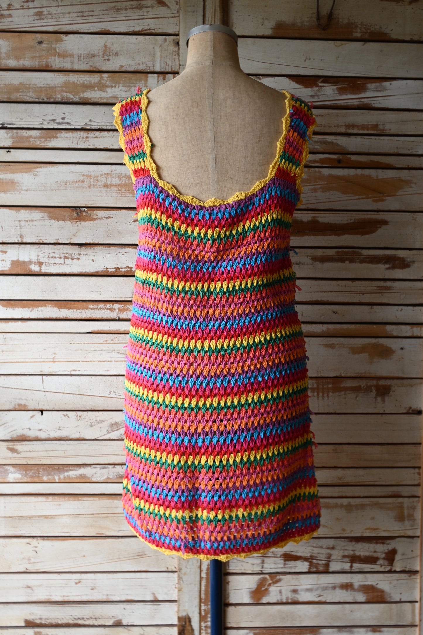 Handmade crochet cotton dress/MULTI