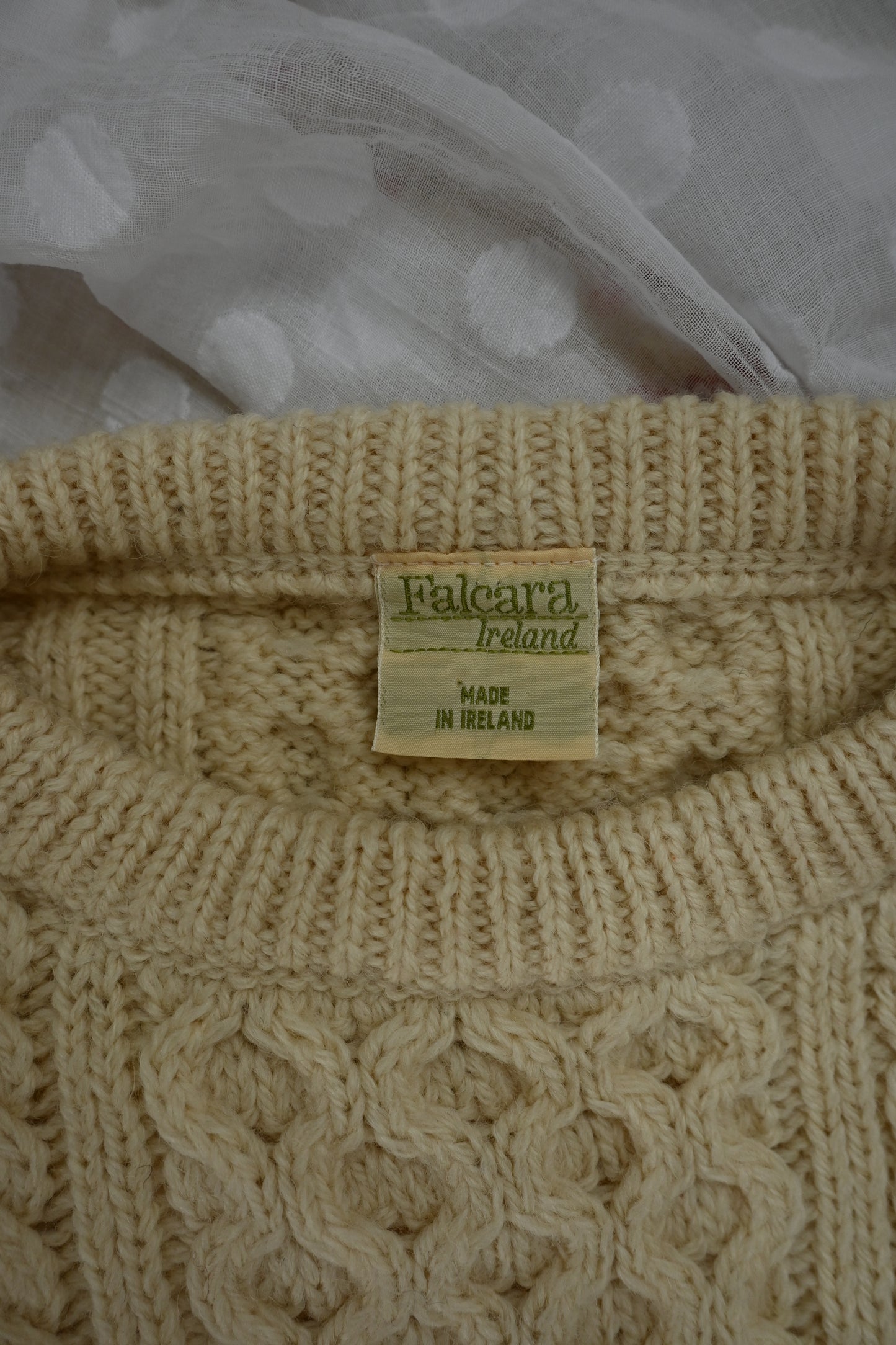 Aran knit sweater/IVORY