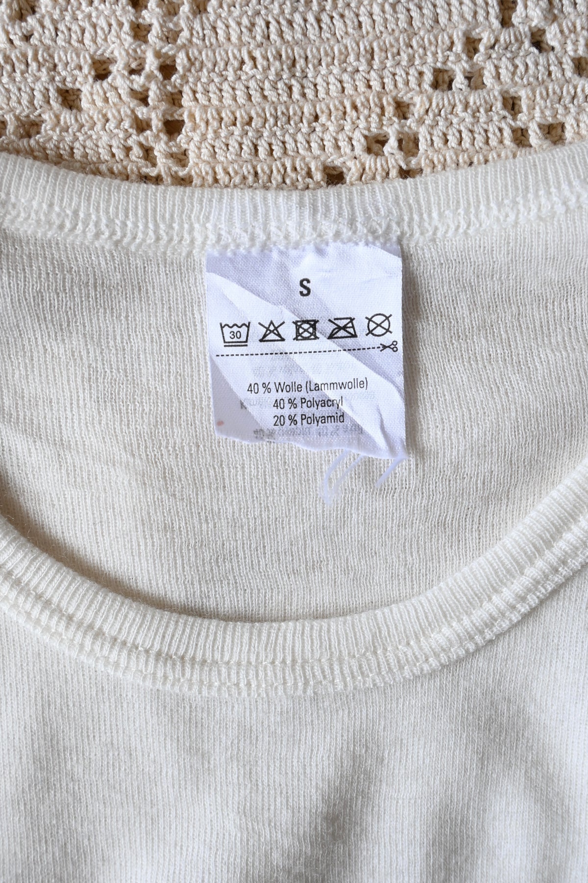 German wool underwear tee/IVORY