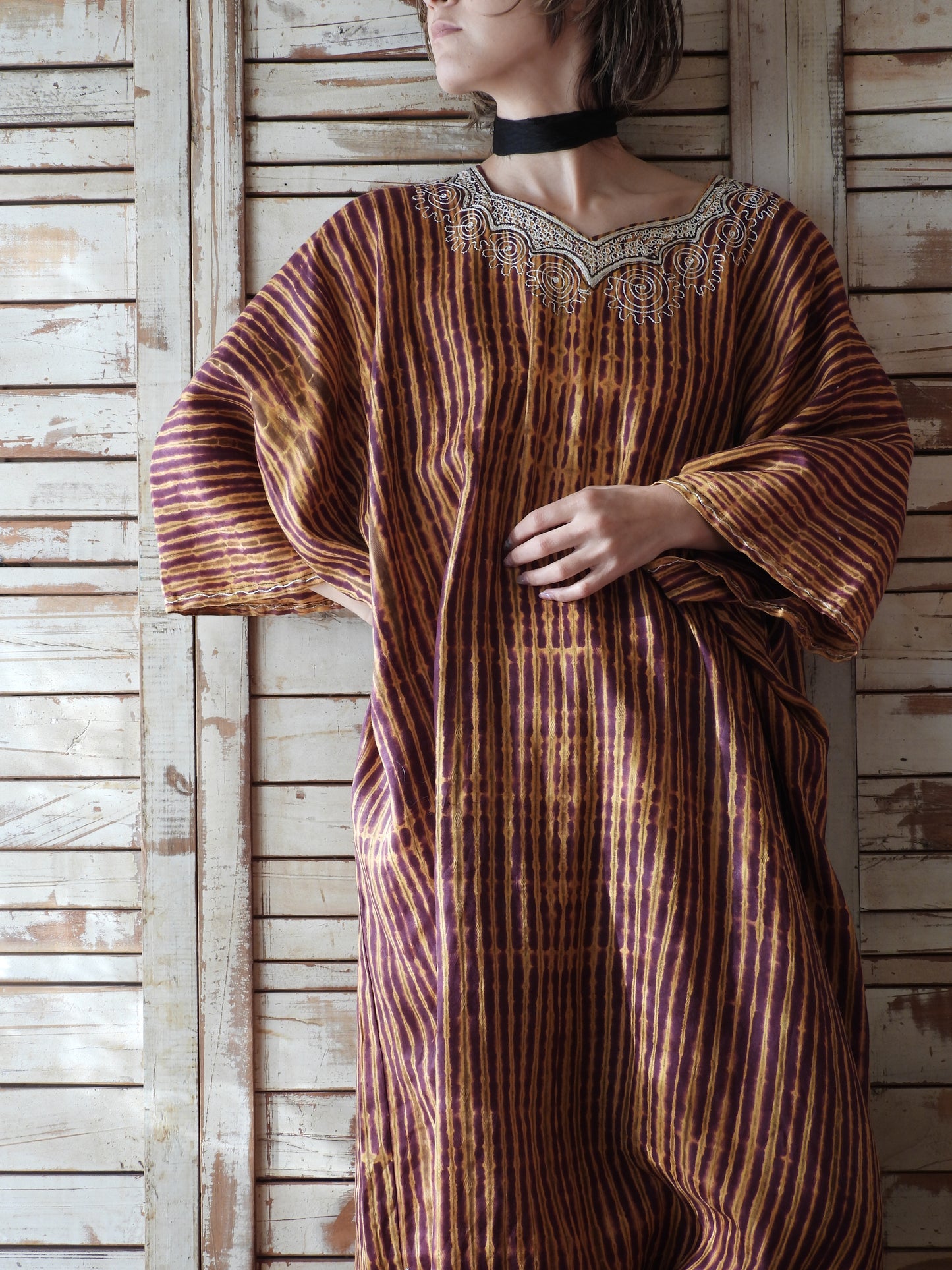 Embroidery african dress/BROWN