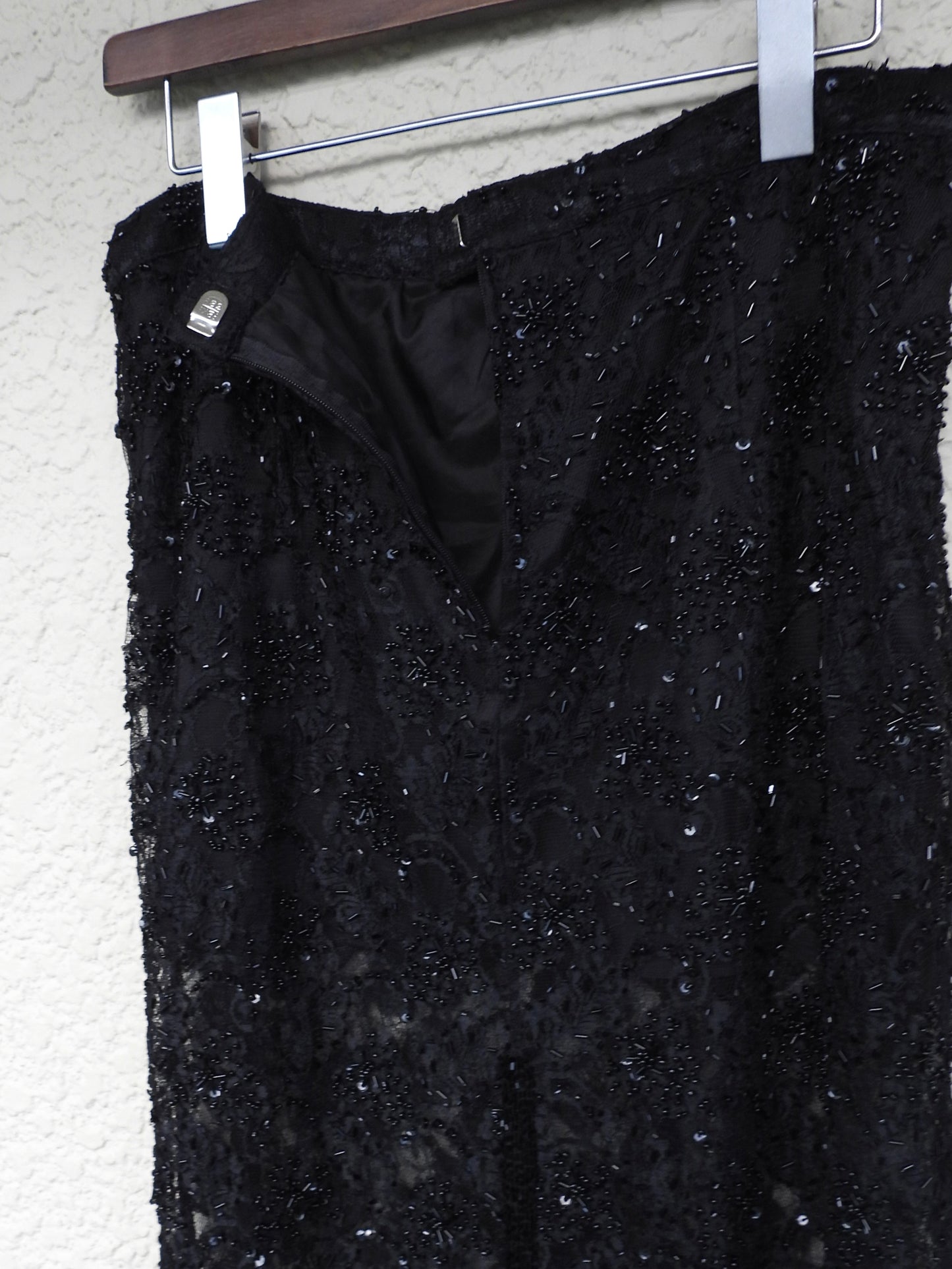 Spangle beads long skirt/BLACK