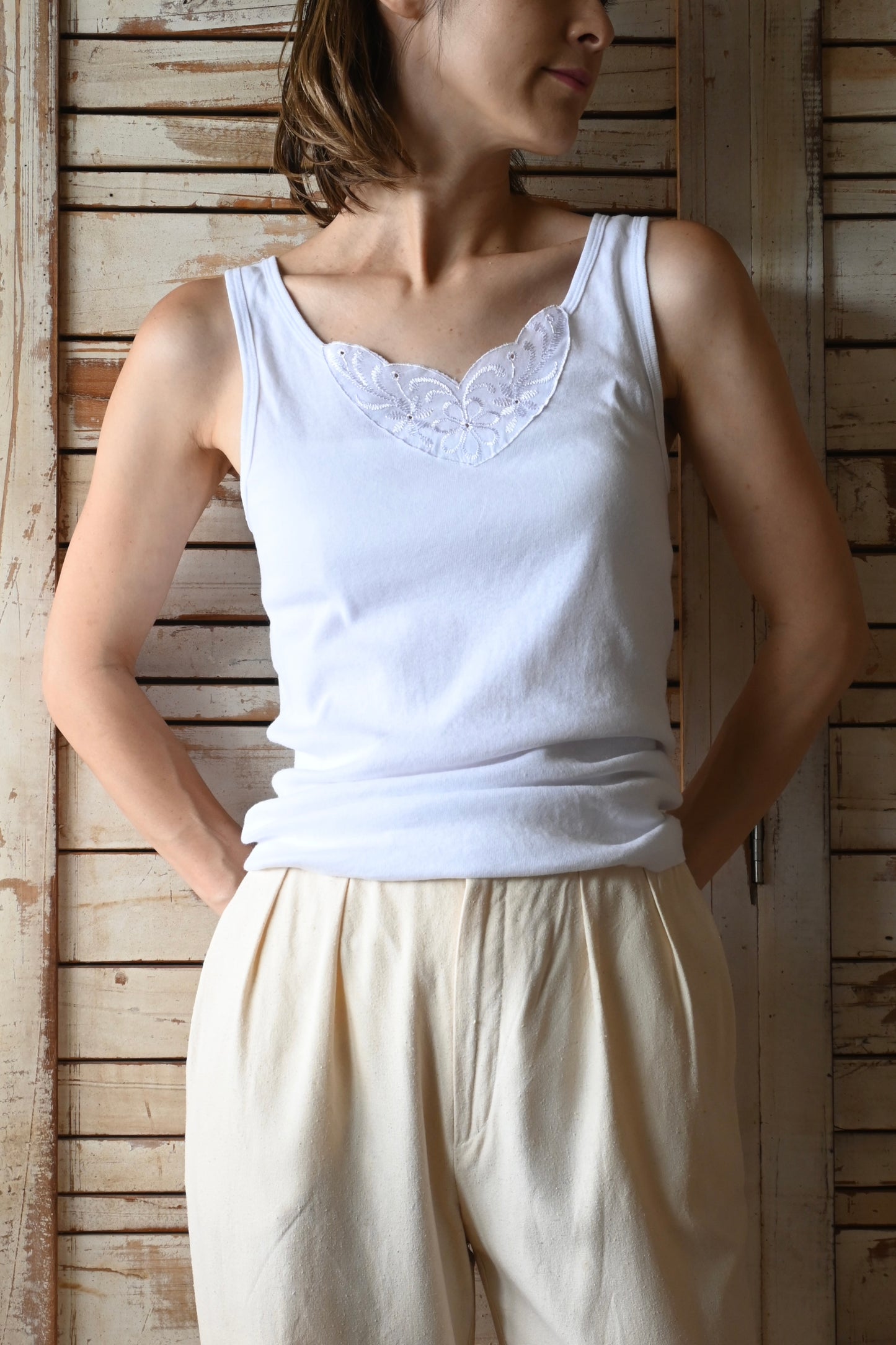 EURO Cotton underwear top/WHITE