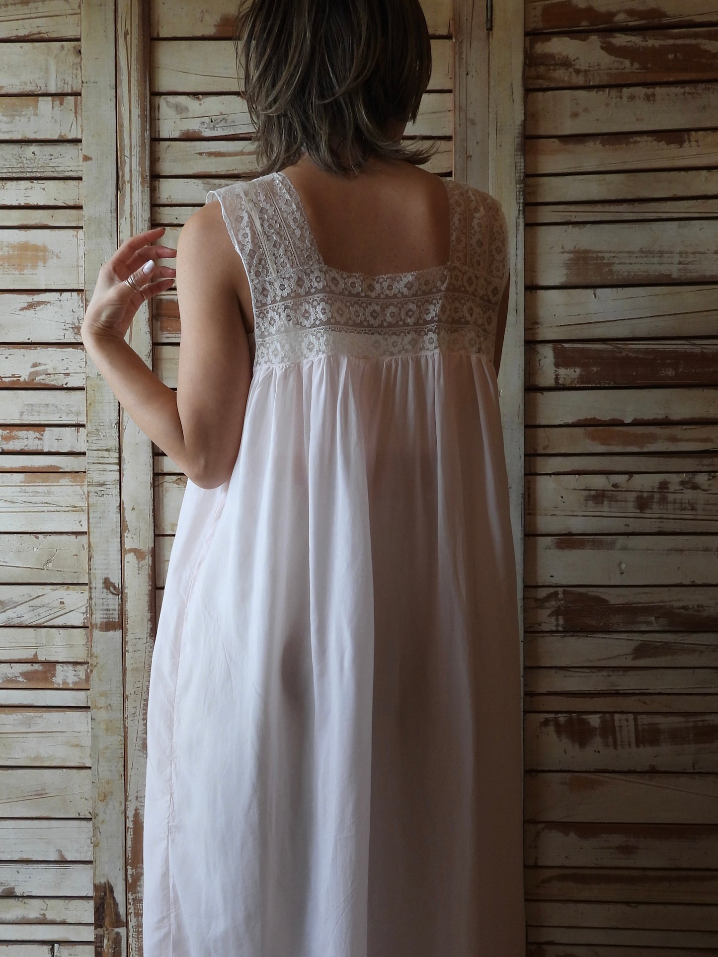 Sleeveless sheer night dress/B.PINK