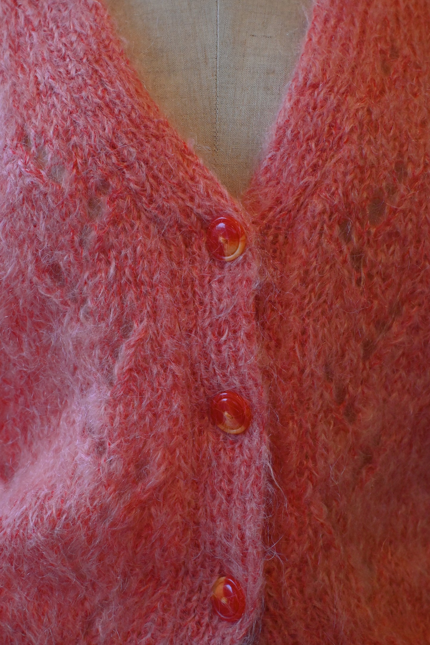 Mohair knit vest/SALMON PINK