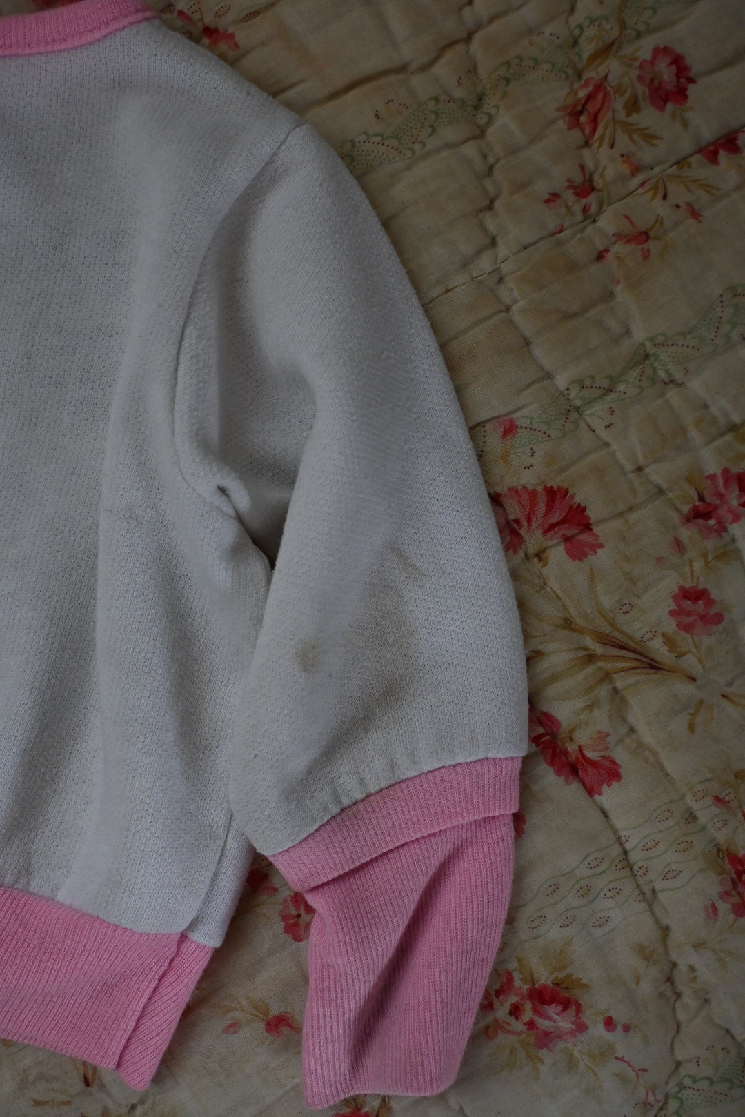 80's Kid's disney sweat shirt/WHITE×PINK