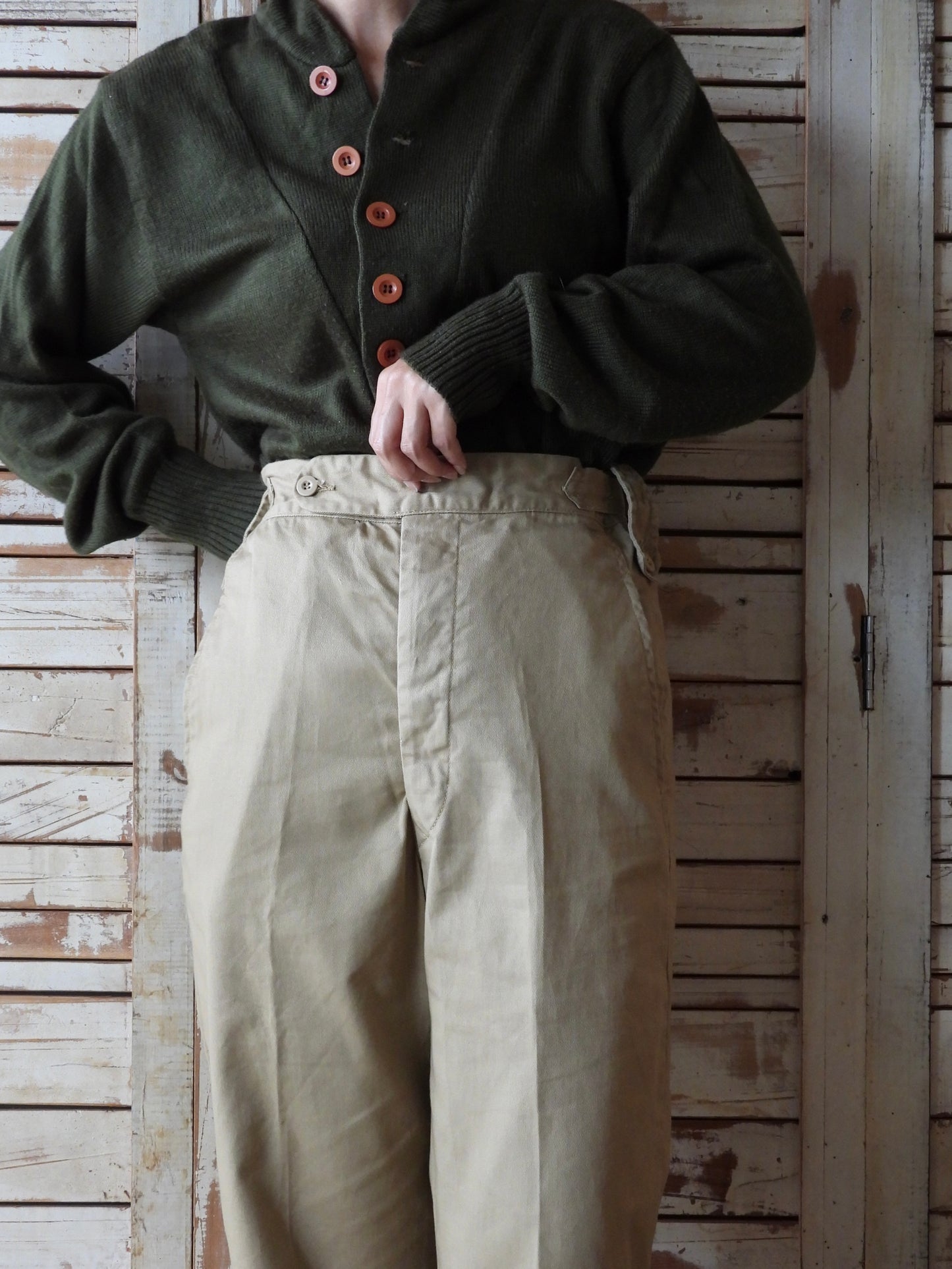 "DEAD STOCK" 80's Pakistan army chino pants/BEIGE