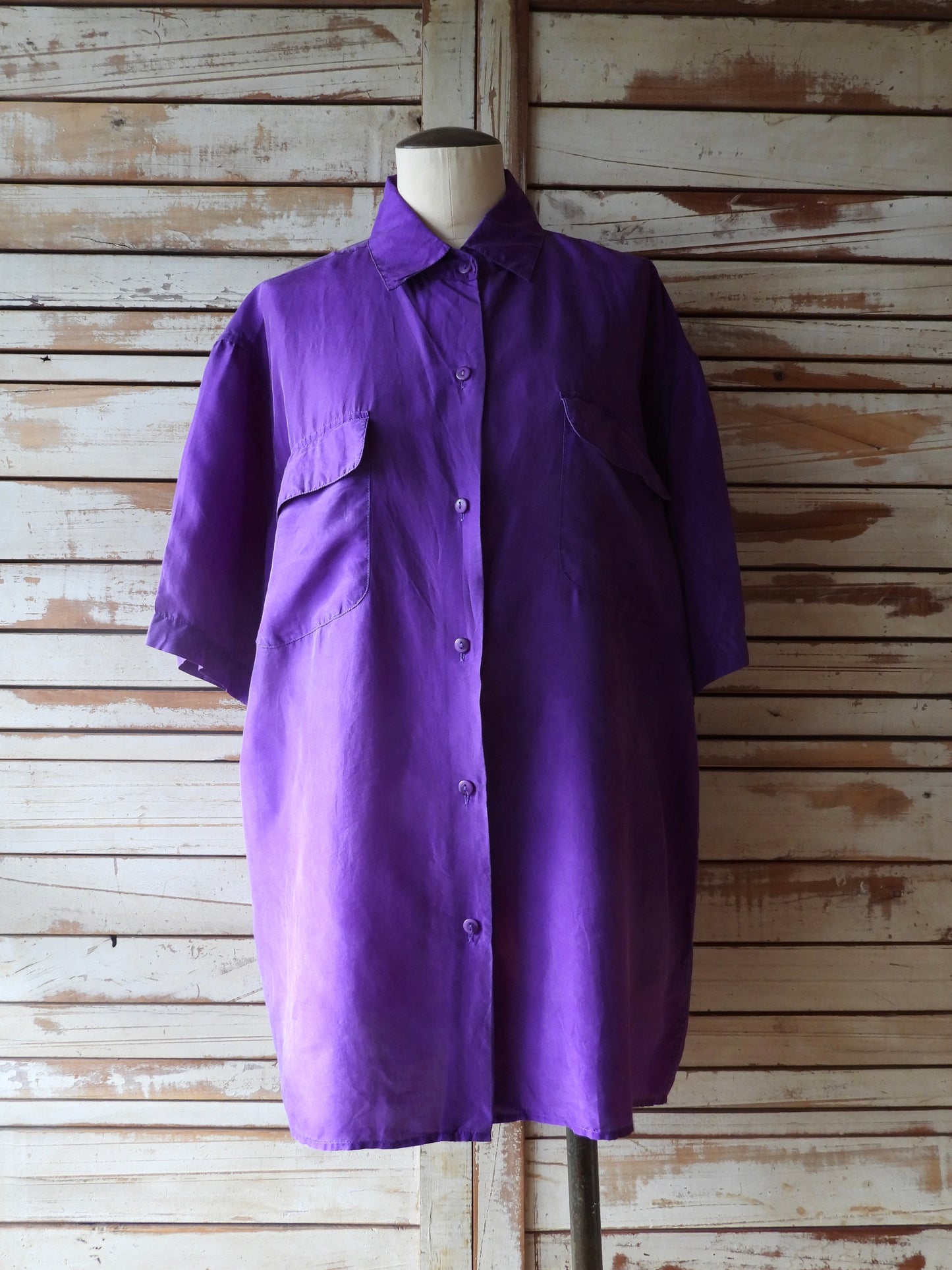 S/S Silk shirt/PURPLE