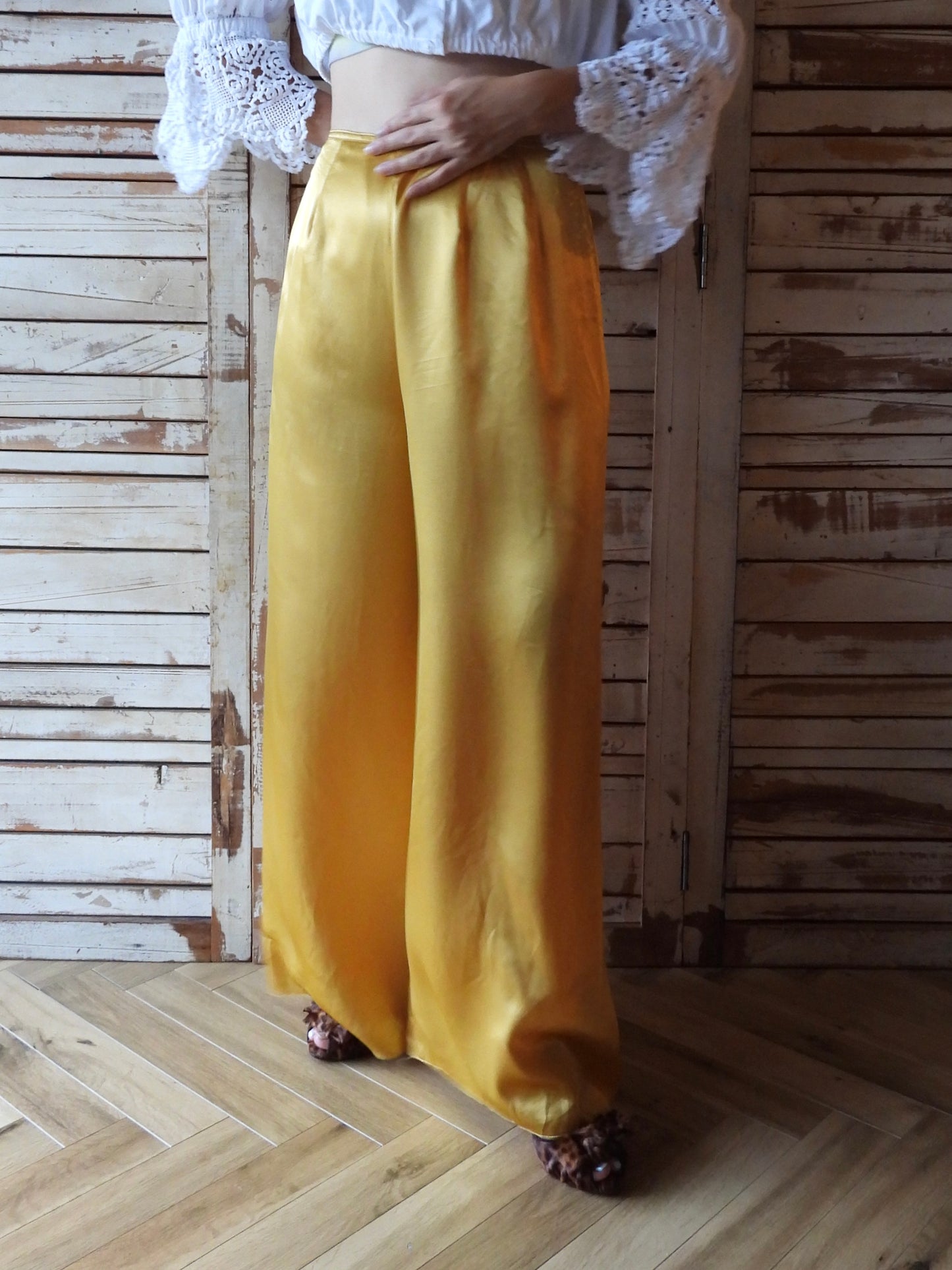 Yellow wide pants/MUSTARD