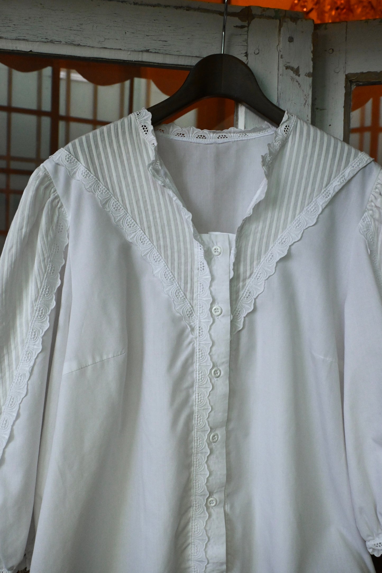 EURO Cutwork lace blouse/WHITE