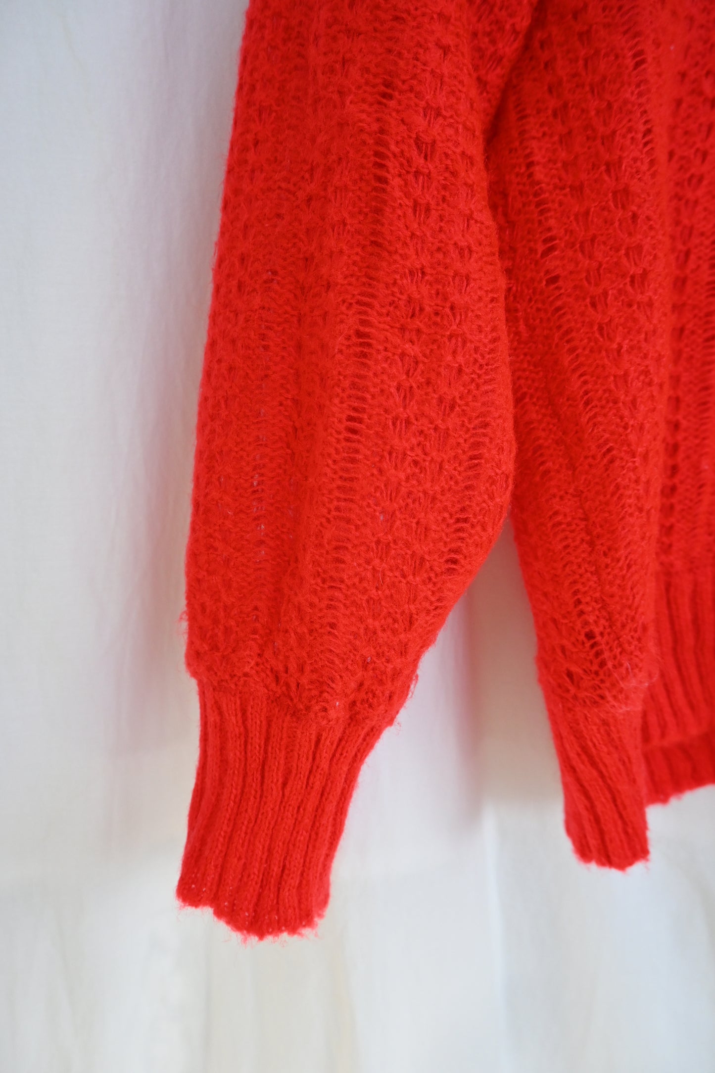 Frill collar knit sweater/RED