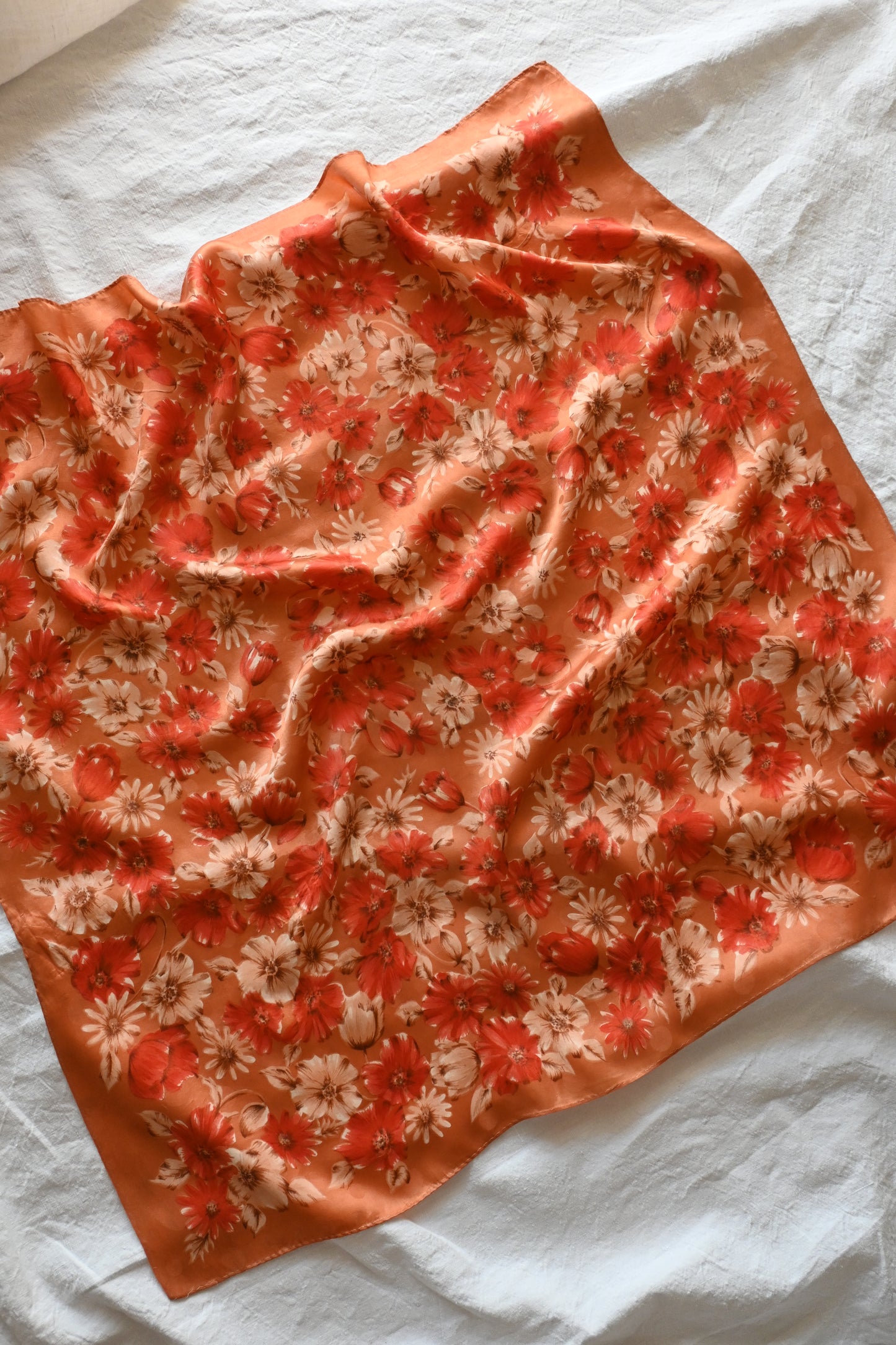 Vintage floral scarf/ORANGE