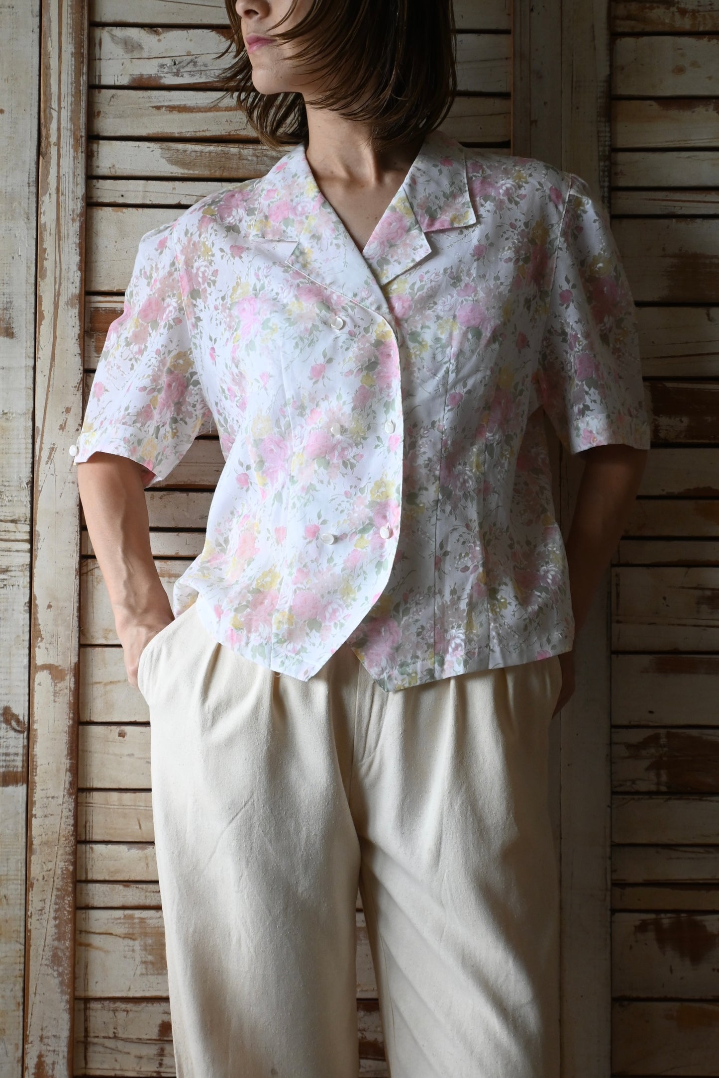 Floral sheer blouse/PINK