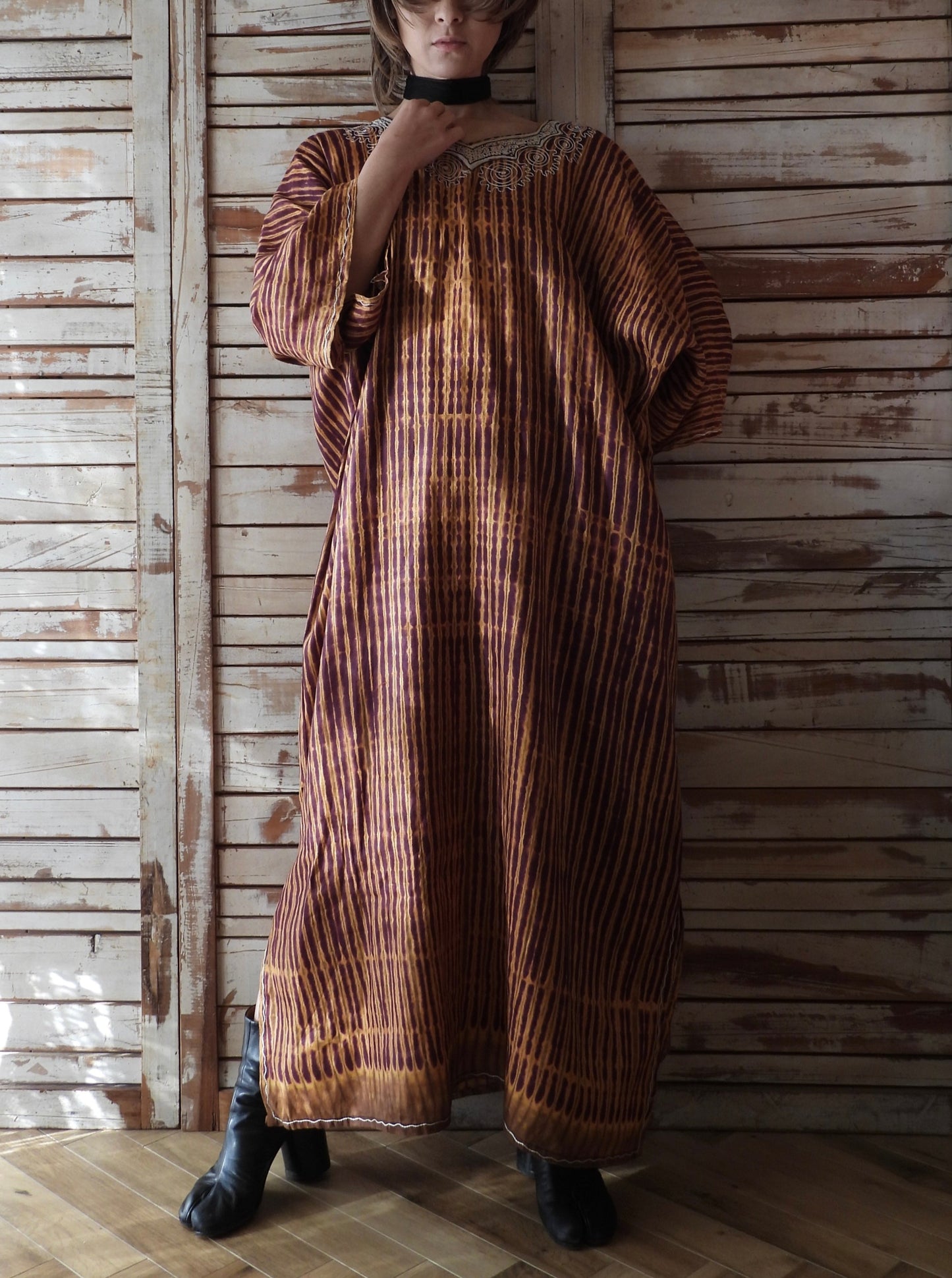 Embroidery african dress/BROWN