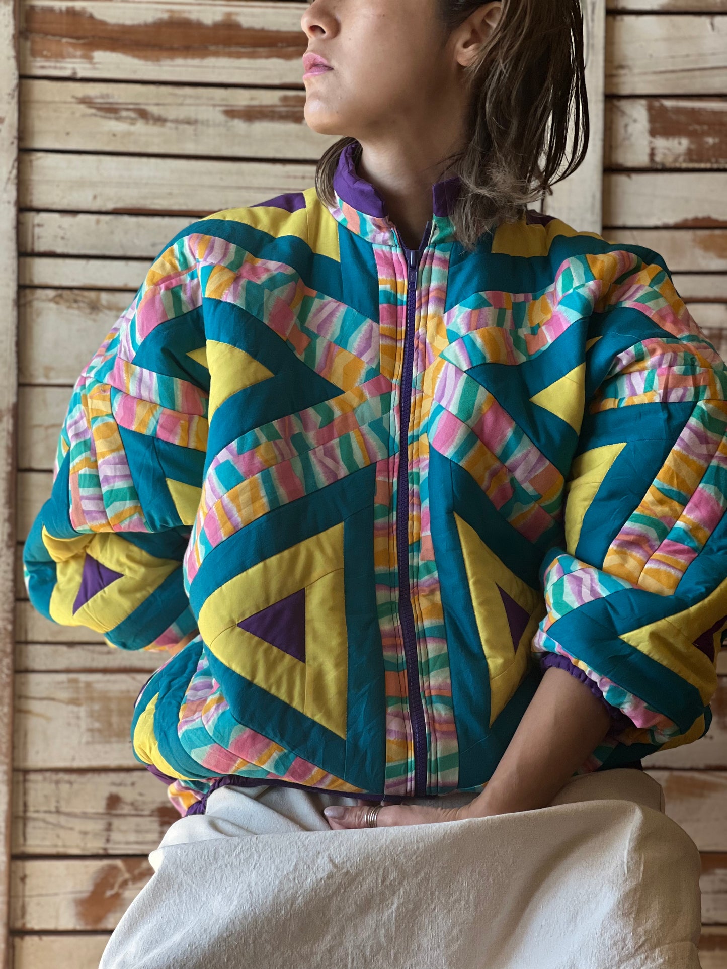 Vintage patchwork quilt jacket/MULTI