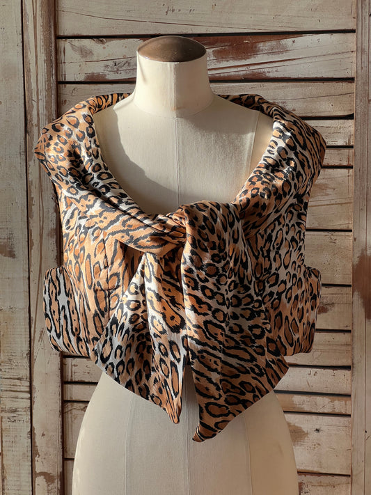 Vintage short silk top/LEOPARD