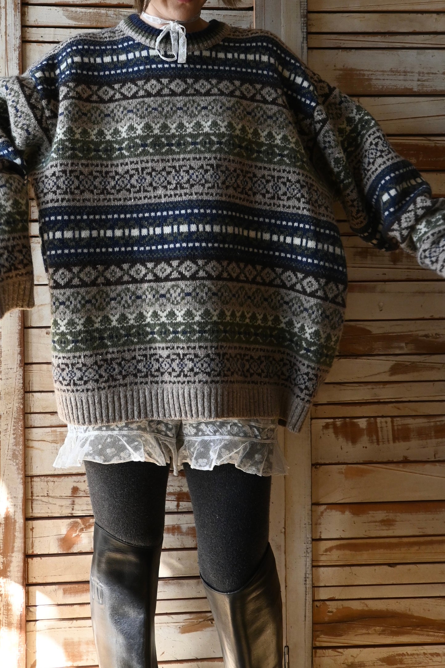 "LONDON FOG OUTDOORS UNLIMITED" Fair isle knit sweater
