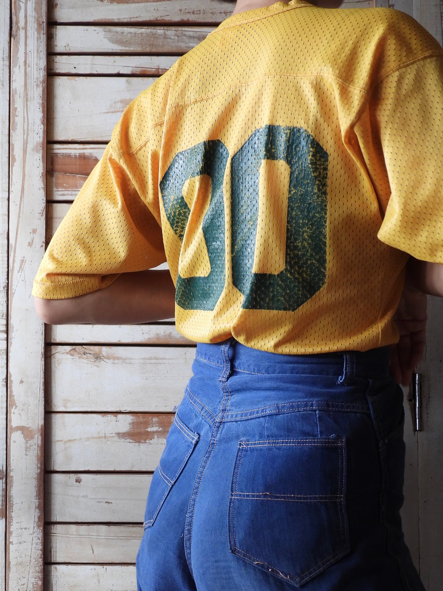 Mesh football tee /MUSTARD