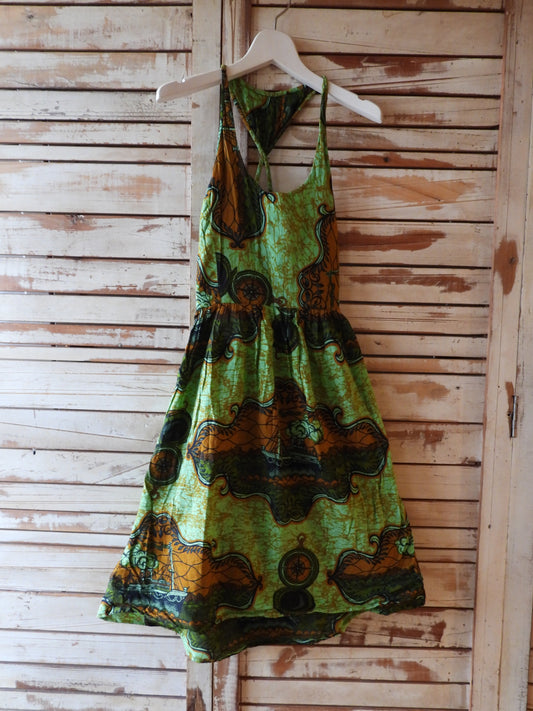 African printed midi dress/GREEN