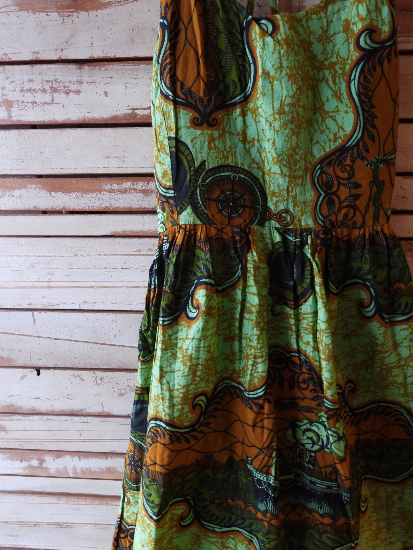 African printed midi dress/GREEN
