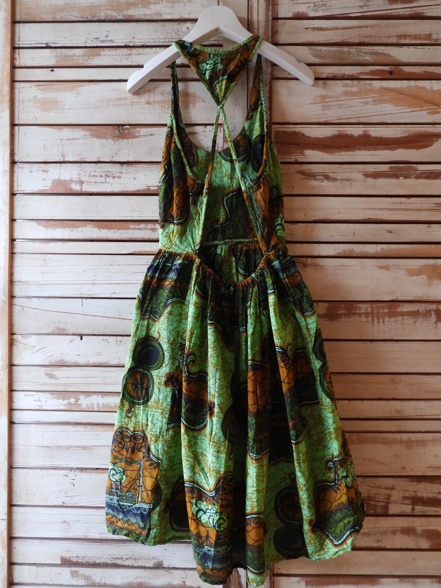 African printed midi dress/GREEN