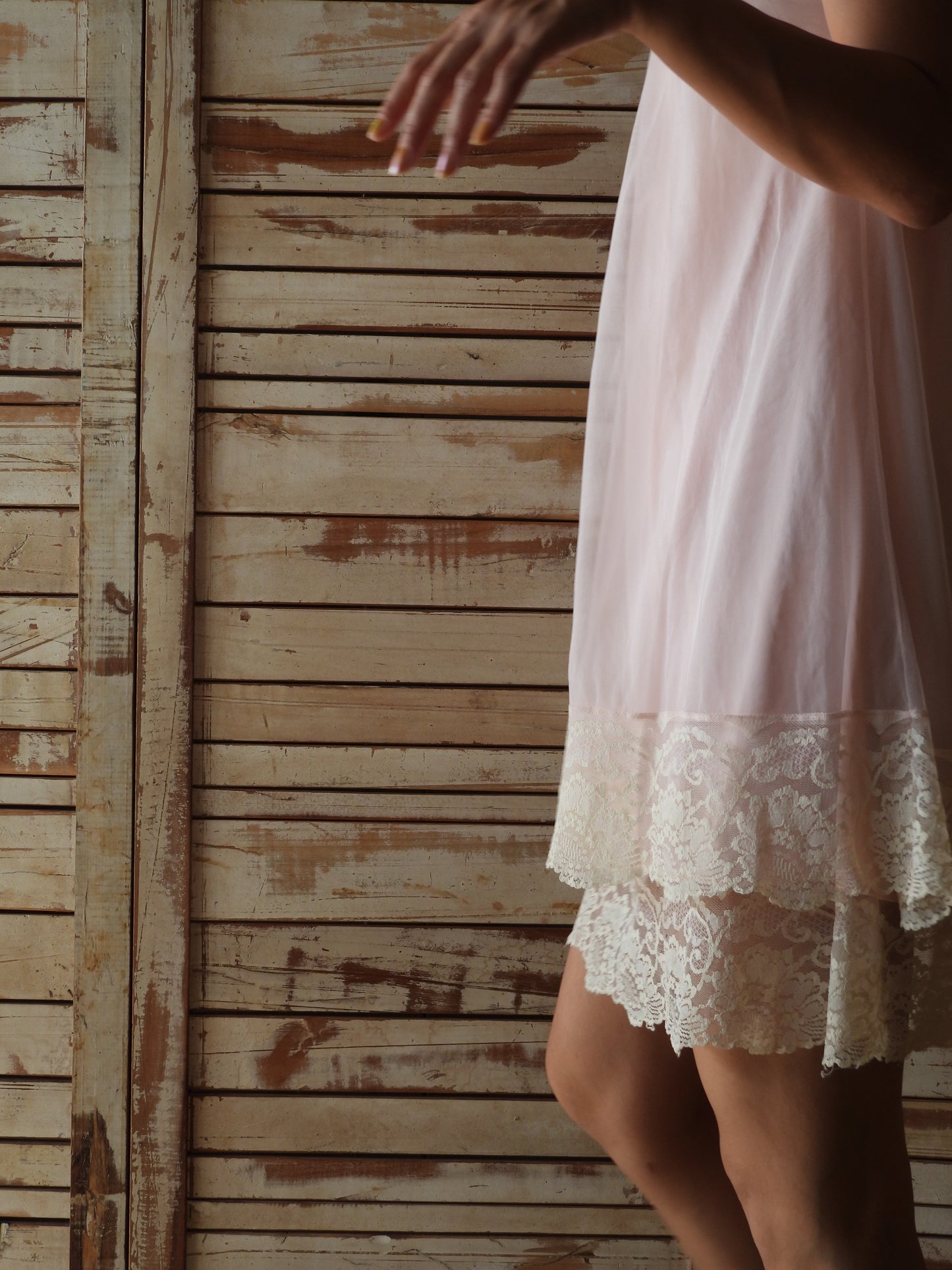 '60s-'70s Lace nighty dress/PINK