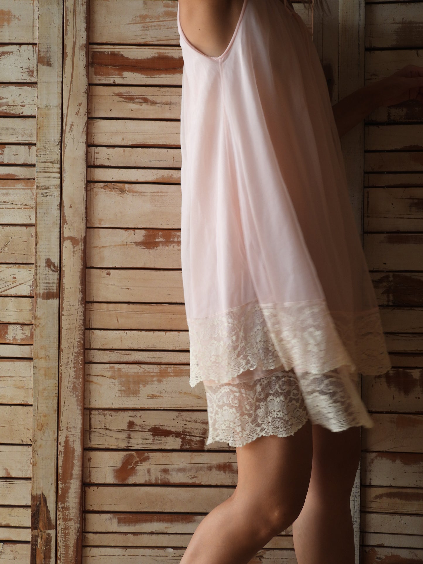 '60s-'70s Lace nighty dress/PINK