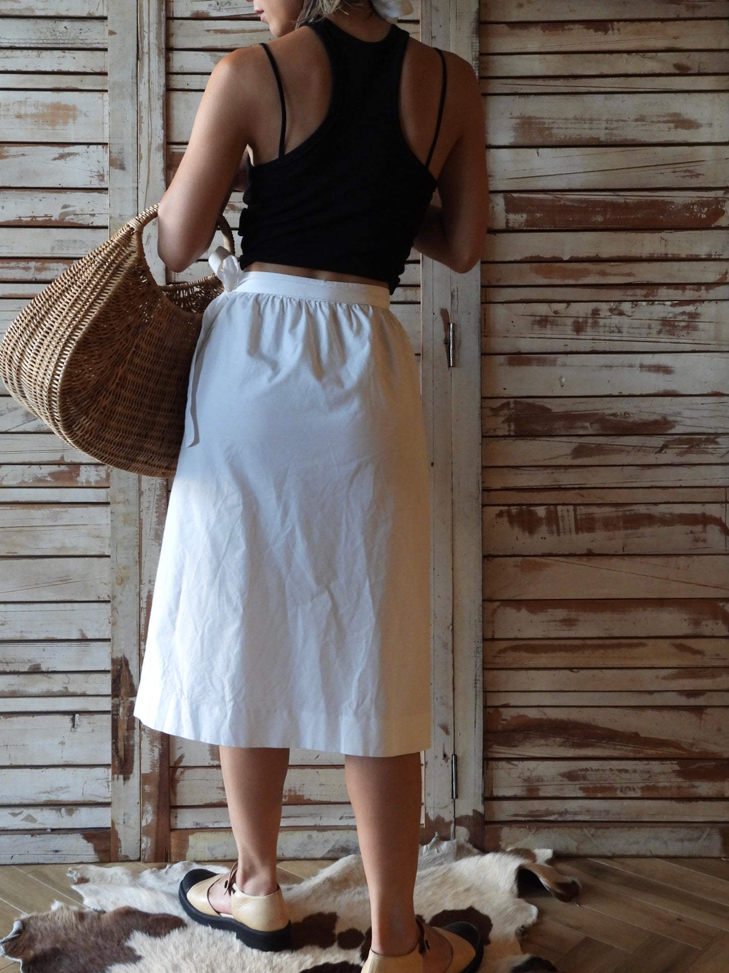 CELINE Apron Skirt/WHITE