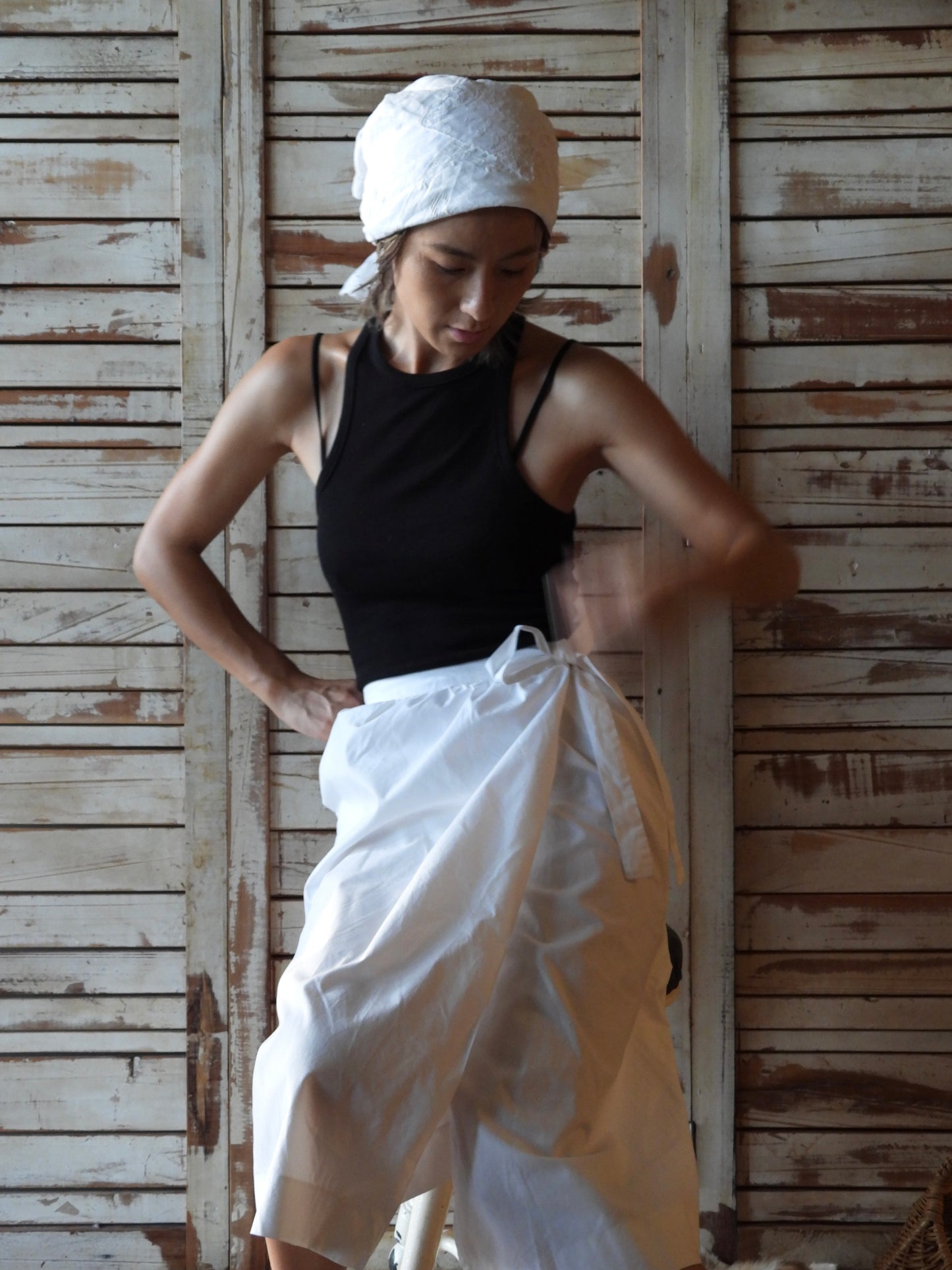 CELINE Apron Skirt/WHITE