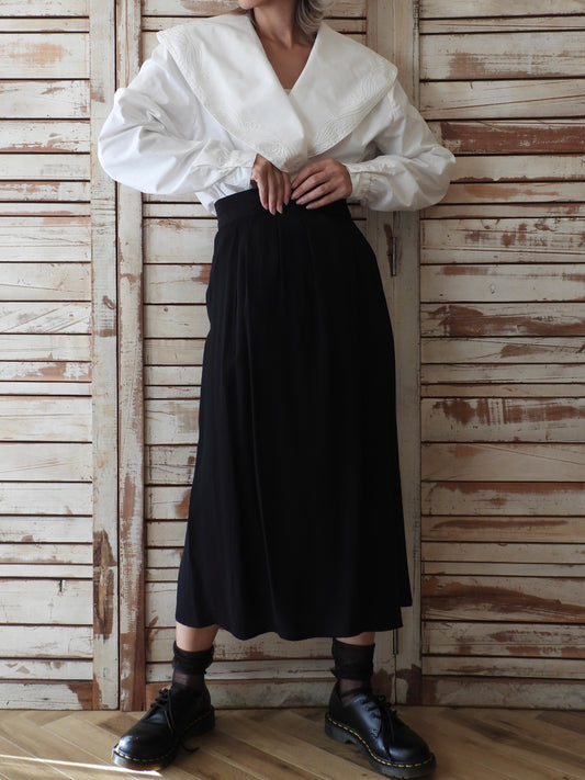 Rayon wrap skirt/BLACK