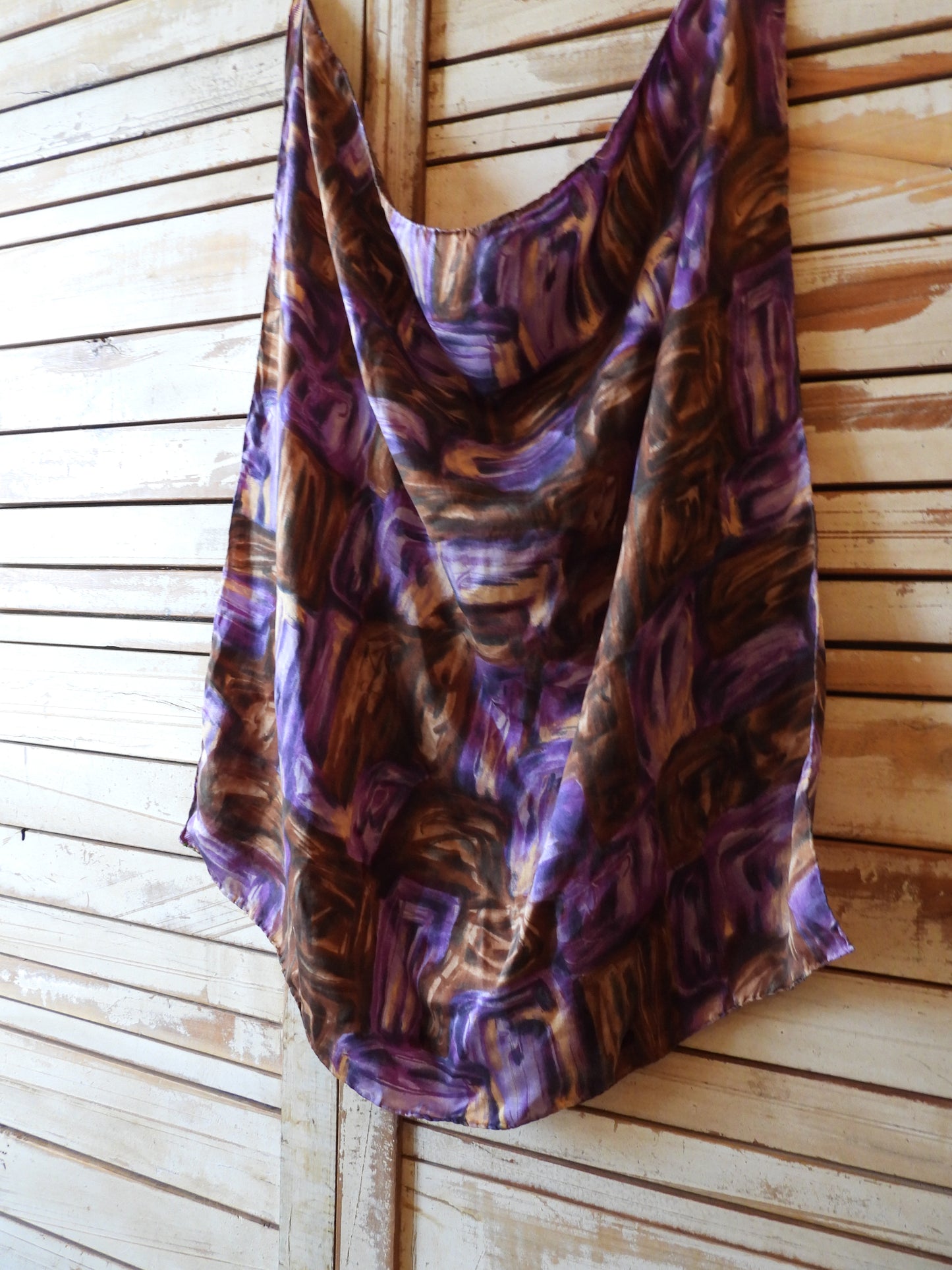 Vintage silk scarf/BROWN×PURPLE