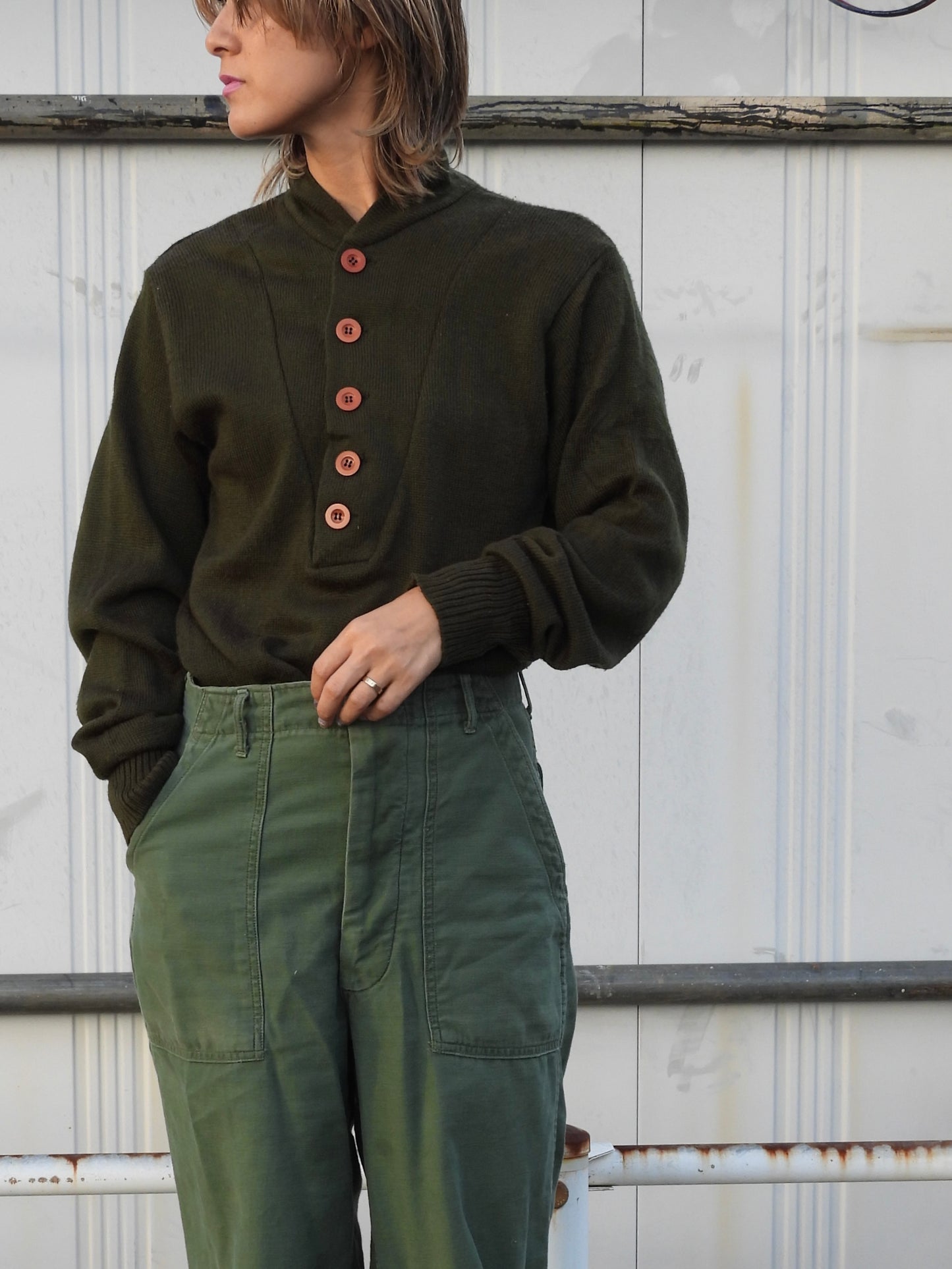 Vintage pullover Sweater/KHAKI