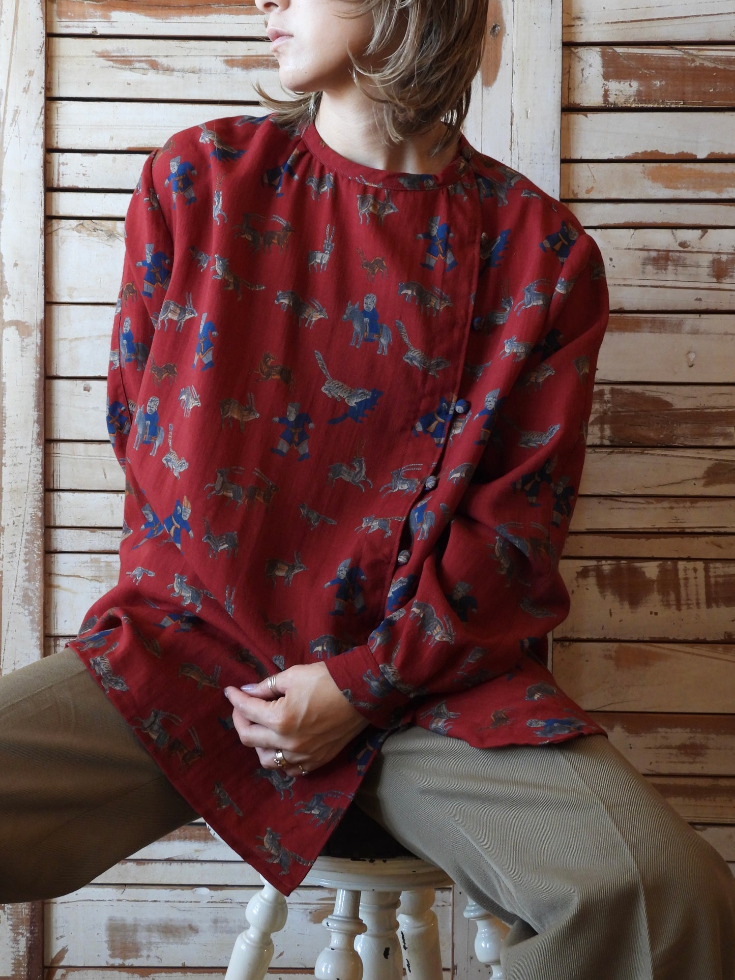 Nomad print shirt/BORDEAUX