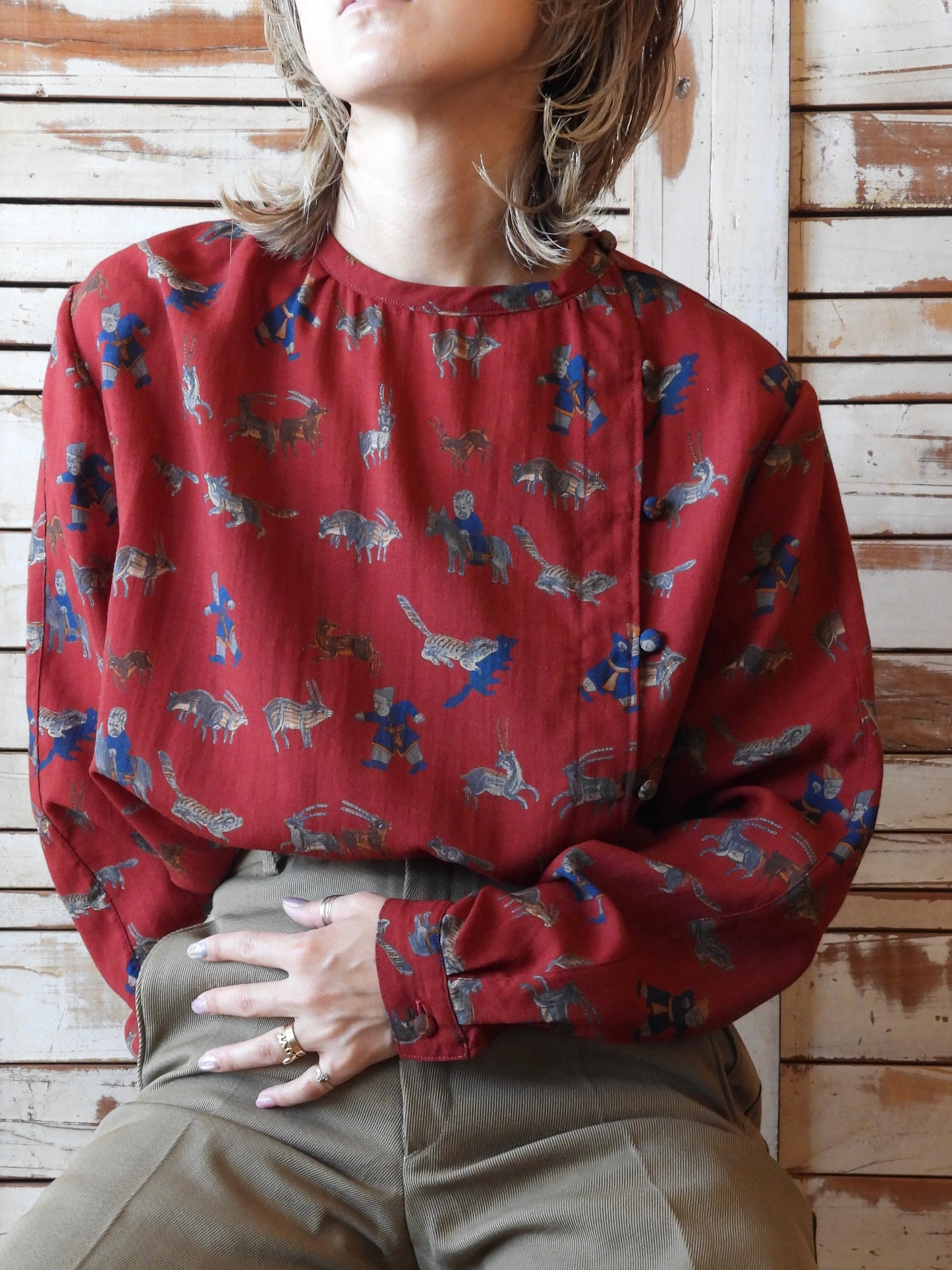 Nomad print shirt/BORDEAUX