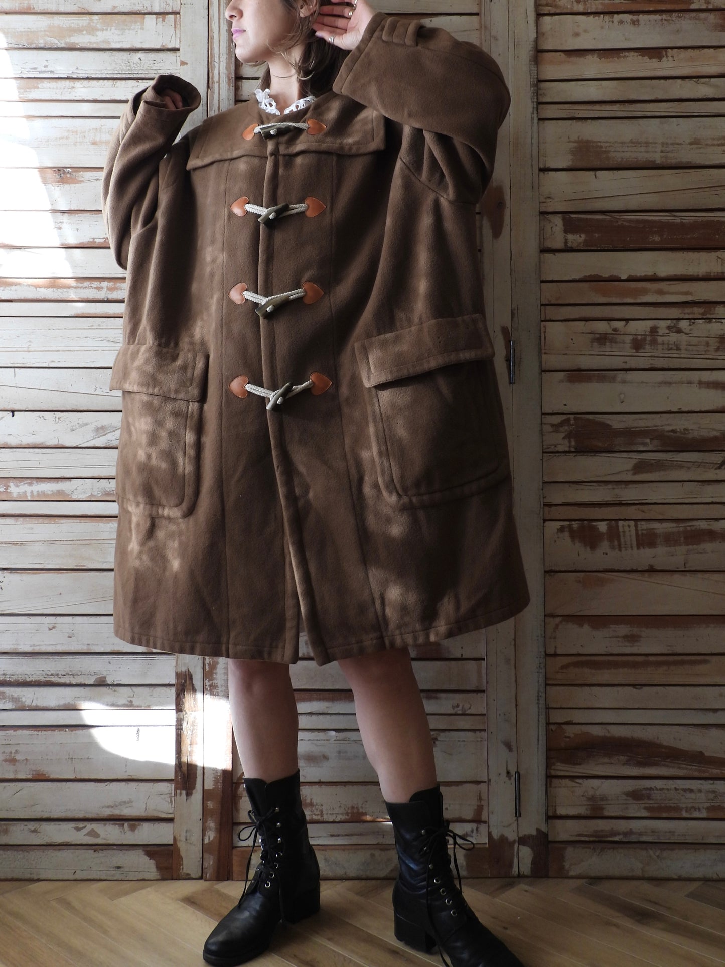 '90s Wool heart duffle coat / Moschino Cheap Chic/BROWN